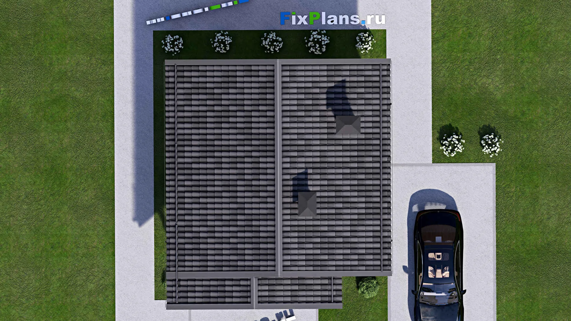 F-15596 - Проект бани 7 на 9, площадью 80 м² с комнатой отдыха, мансардой и санузлом