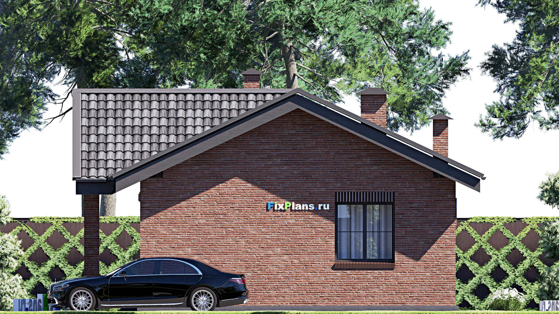 F-19043 - Проект одноэтажного дома 10 на 15, площадью 100 м² с террасой и 1 спальнями