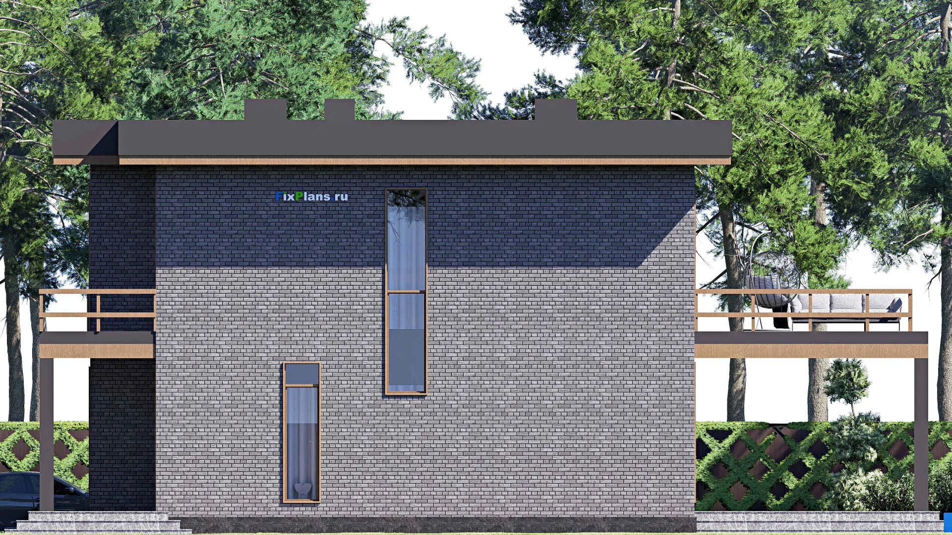 F-19241 - Проект двухэтажного дома 12 на 19, площадью 310 м² с террасой, балконом и 4 спальнями