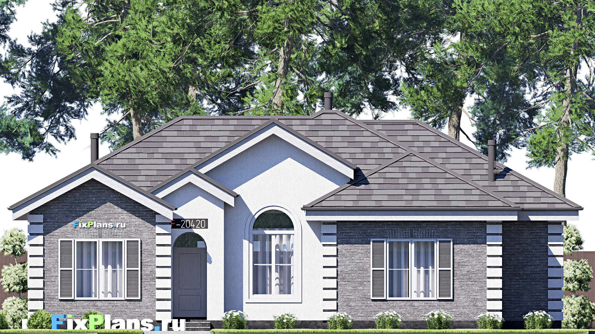 F-20420 - Проект одноэтажного дома 13 на 16, площадью 140 м² с террасой и 3 спальнями