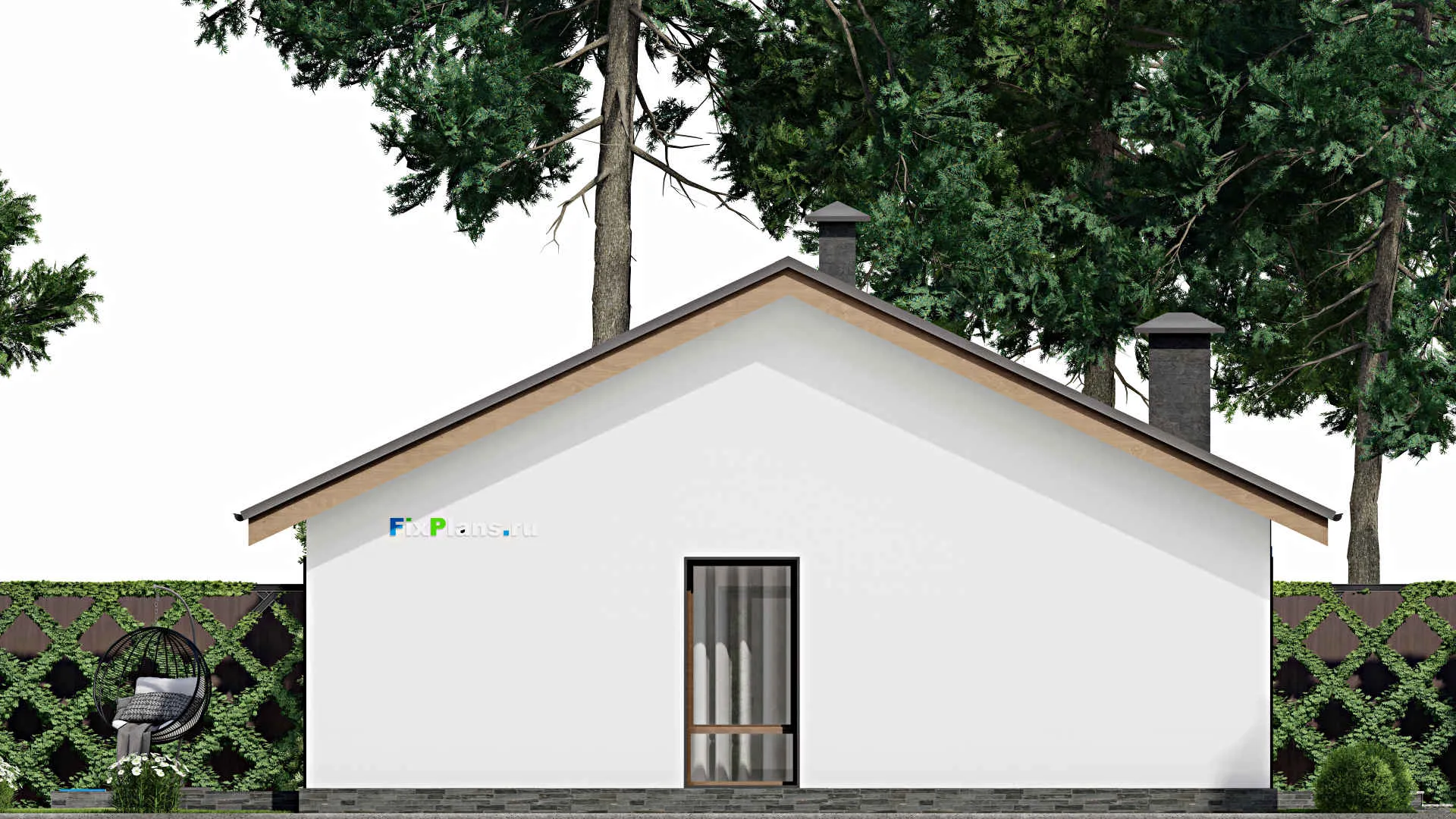 F-10862 - Проект одноэтажного дома 14 на 21, площадью 200 м² с террасой и 3 спальнями