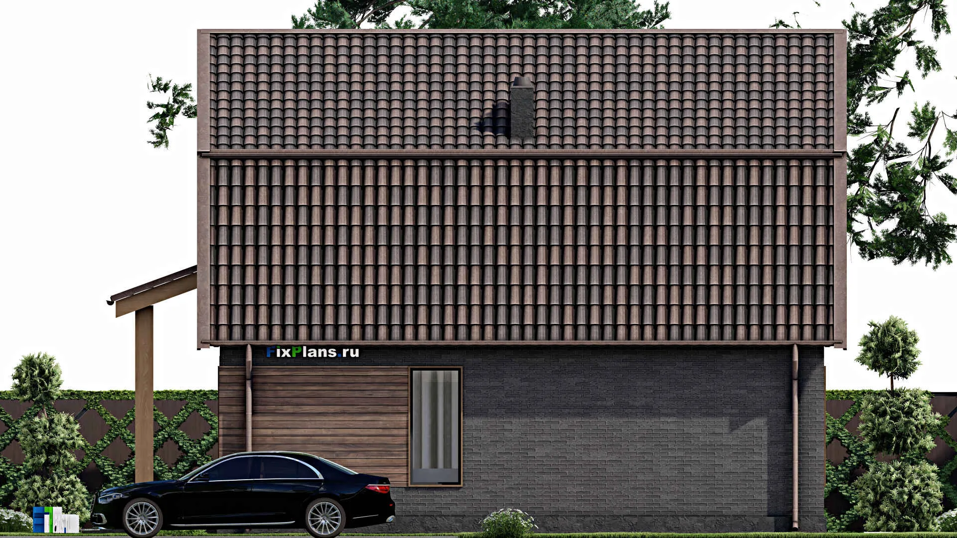 F-4157 - Планы дома с мансардой 11 на 11, площадью 190 м² с террасой и 4 спальнями