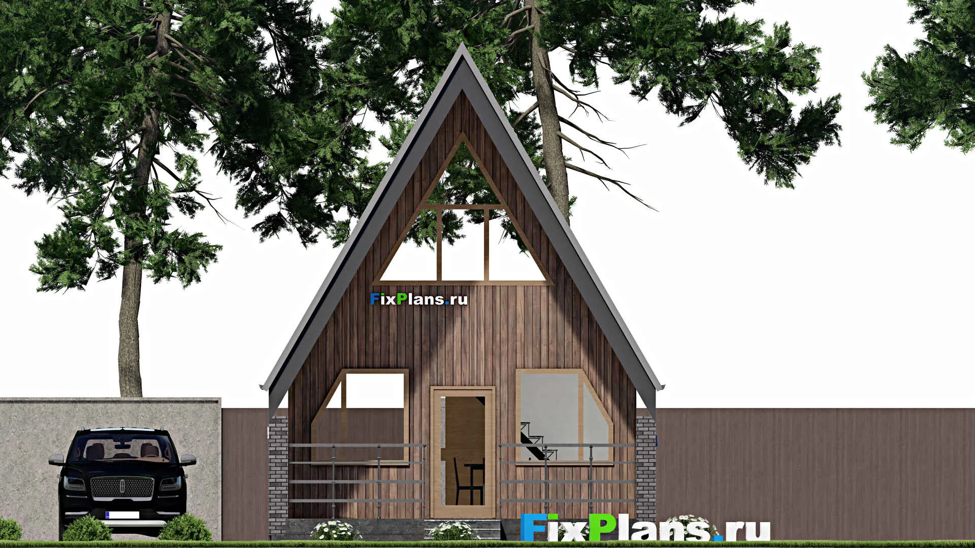 F-10475 - Проект дома с мансардой 7 на 10, площадью 70 м² с 2 спальнями