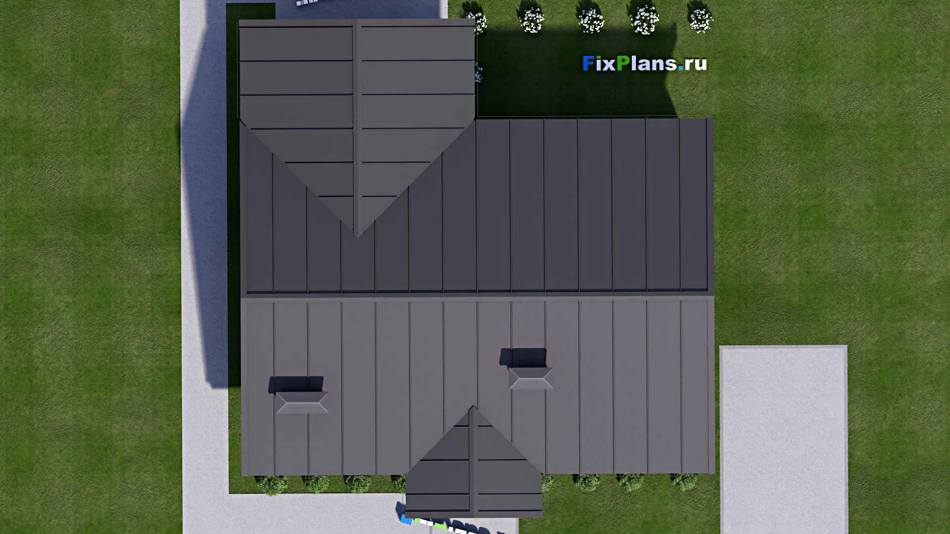 F-13229 - Проект одноэтажного дома 14 на 15, площадью 130 м² с террасой и 3 спальнями