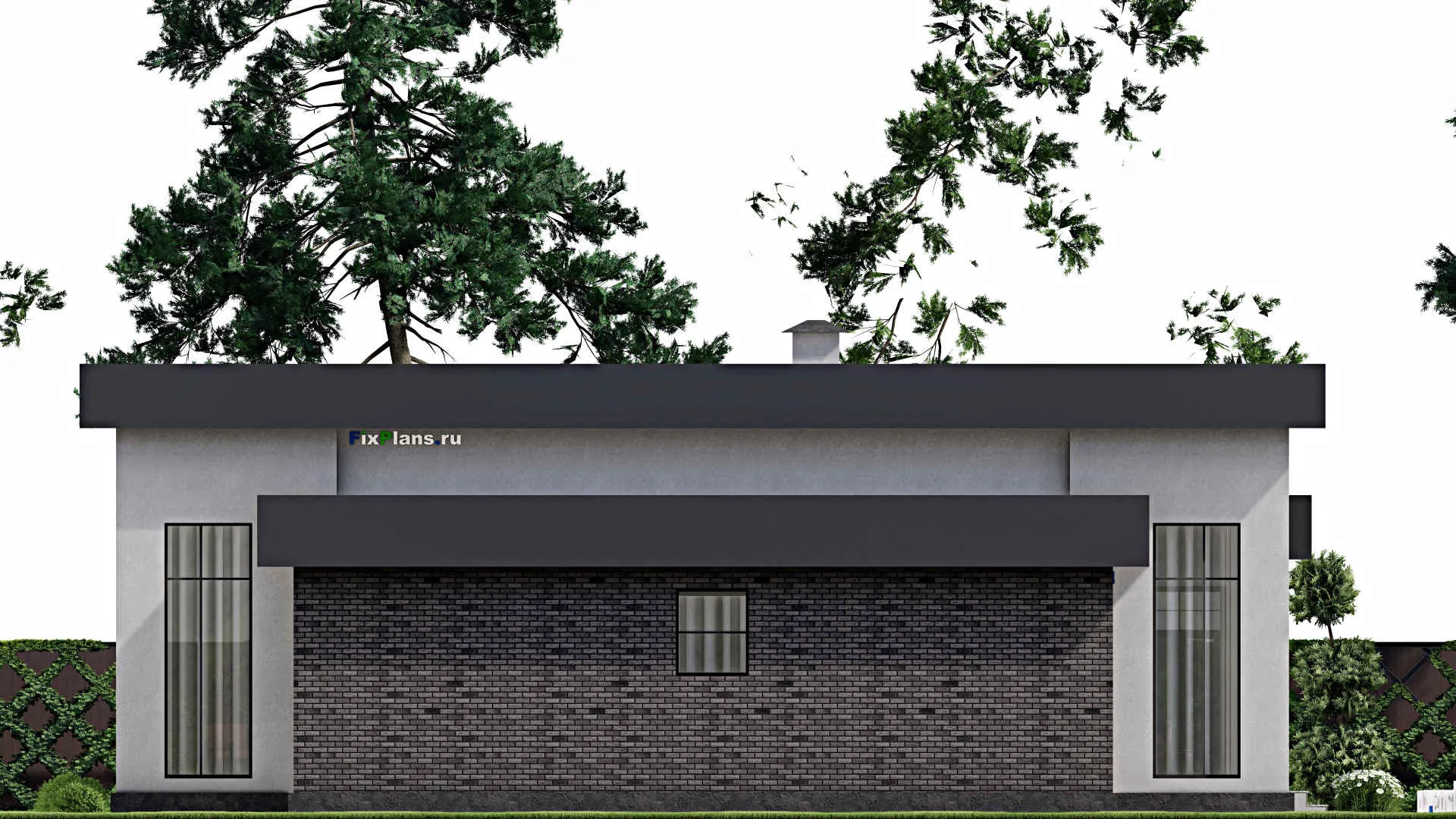 F-10997 - Проект одноэтажного дома 17 на 21, площадью 240 м² с террасой и 3 спальнями