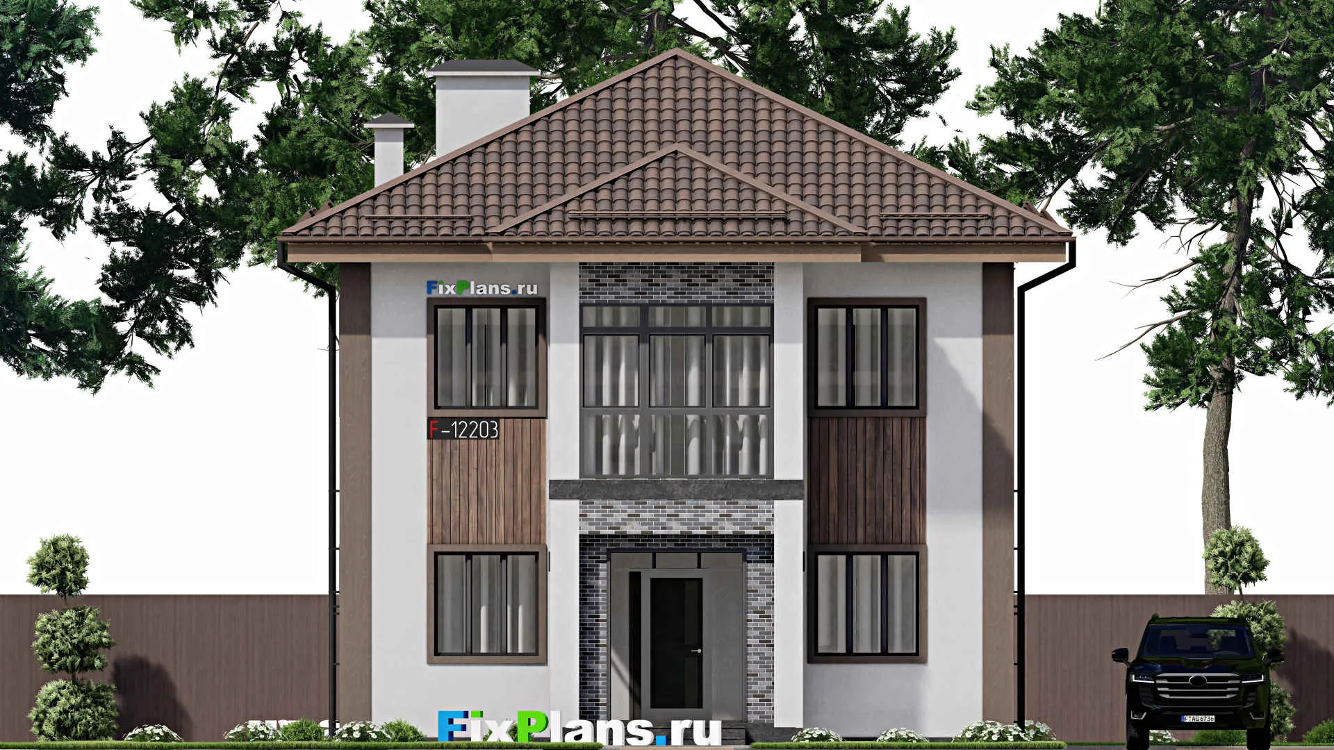 F-12203 - Проект двухэтажного дома 10 на 13, площадью 170 м² с балконом и 5 спальнями