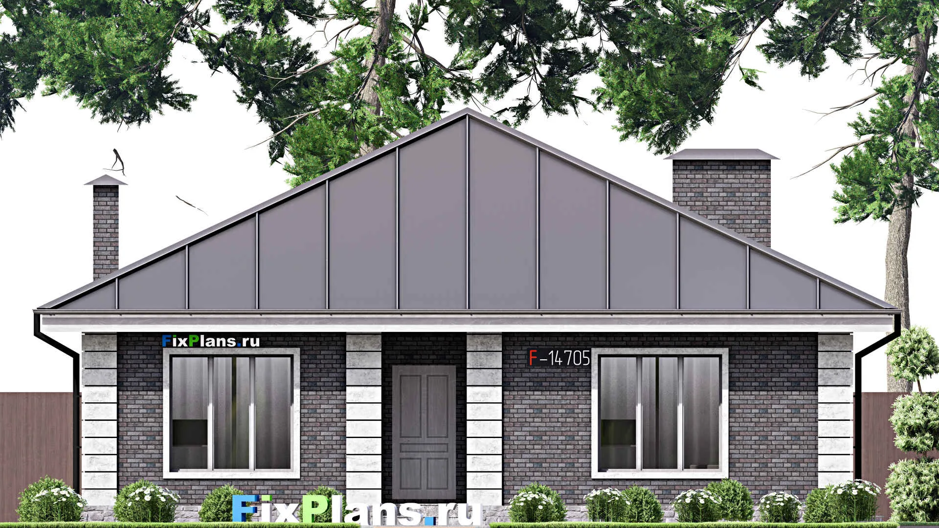 F-14705 - Проект одноэтажного дома 12 на 17, площадью 170 м² с террасой и 3 спальнями