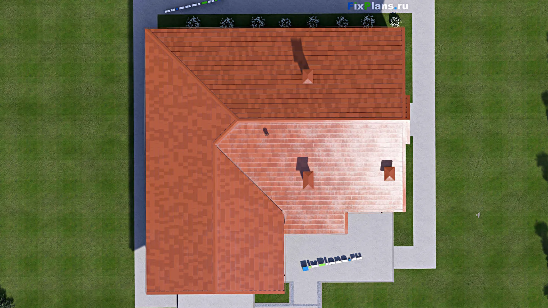 F-15263 - Проект одноэтажного дома 16 на 17, площадью 180 м² с гаражом на 2 машины и 3 спальнями