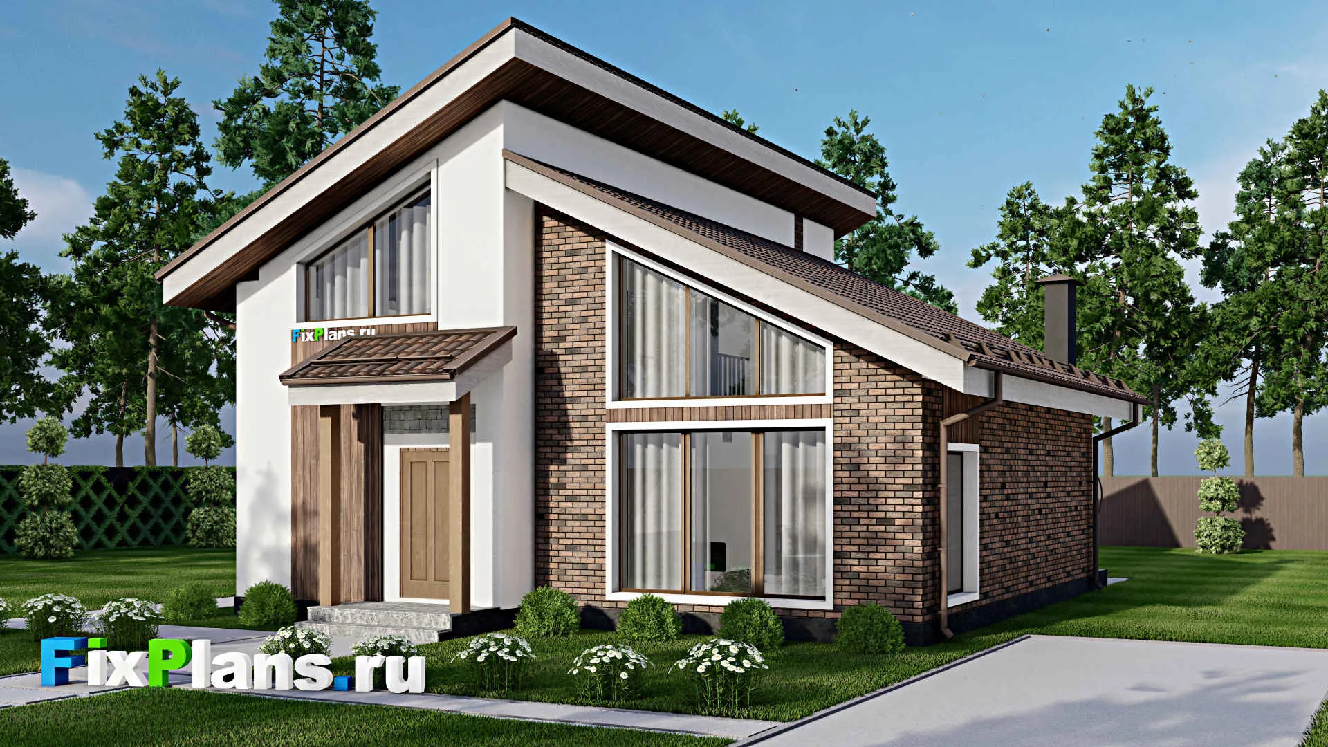 F-10160 - Проект дома с мансардой 11 на 14, площадью 150 м² с террасой и 3 спальнями