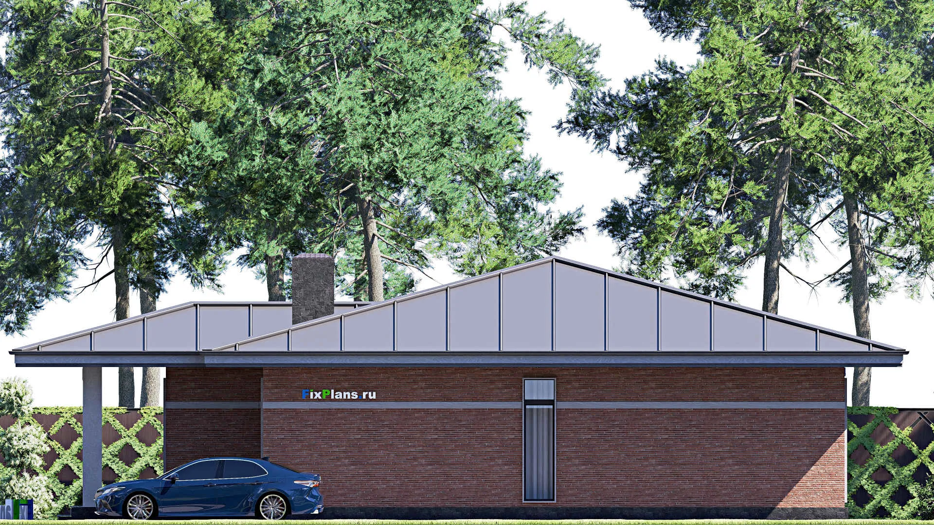 F-19097 - Проект одноэтажного дома 15 на 16, площадью 150 м² с 3 спальнями