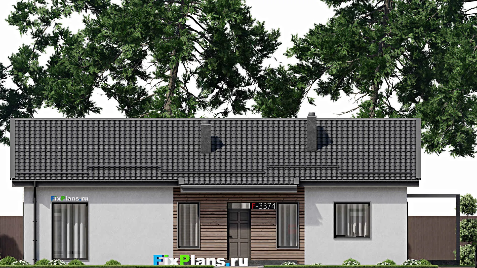 F-3374 - Проект одноэтажного дома 10 на 16, площадью 170 м² с террасой и 3 спальнями