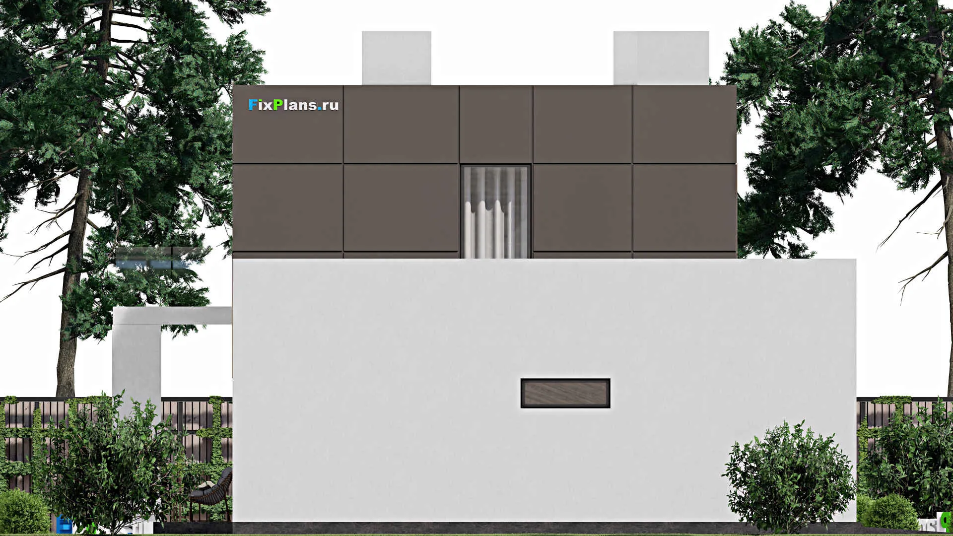 F-1871 - Проект двухэтажного дома 11 на 19, площадью 230 м² с террасой, балконом, гаражом на 2 машины и 4 спальнями