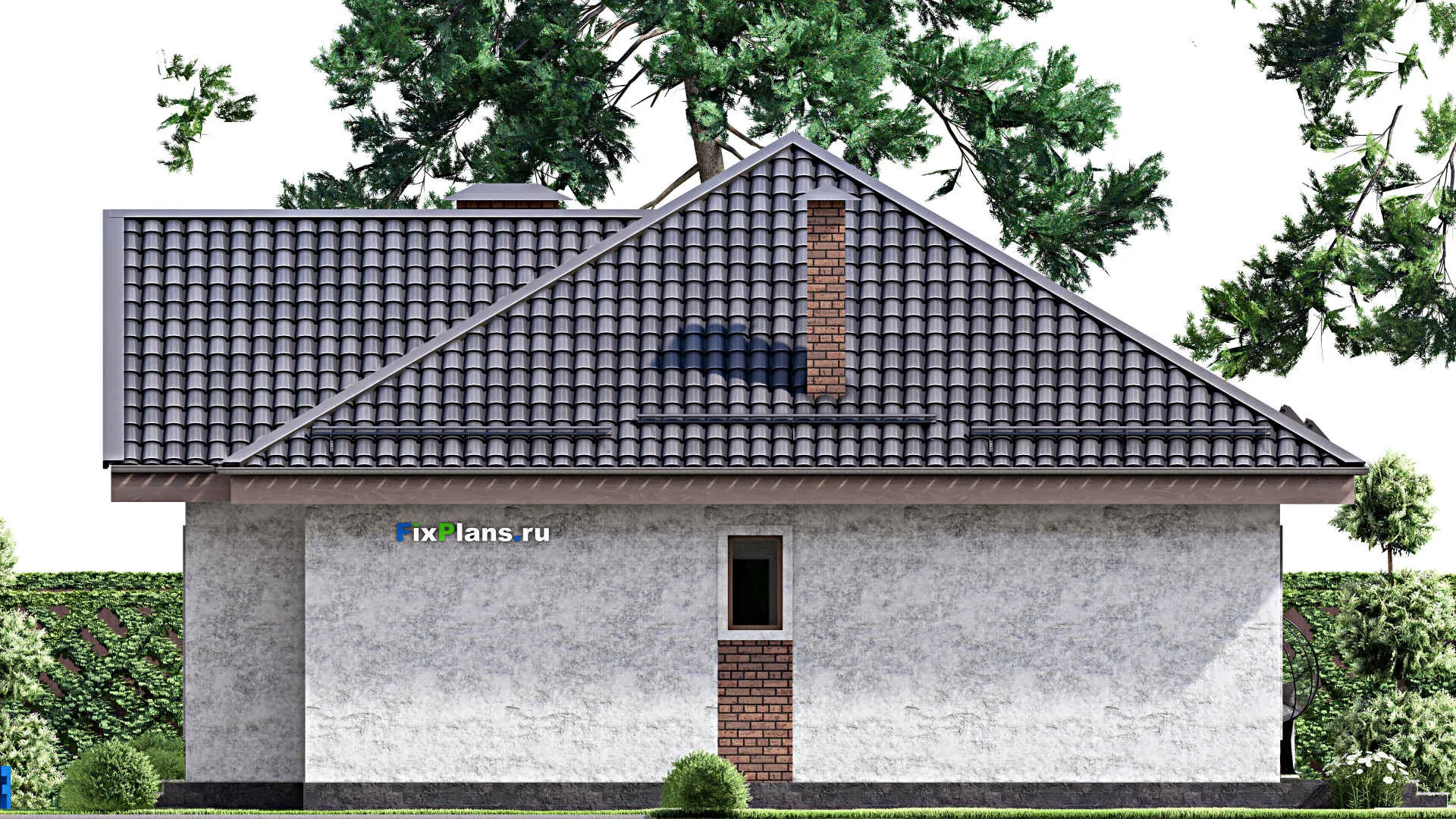 F-12950 - Проект одноэтажного дома 12 на 14, площадью 120 м² с террасой и 3 спальнями