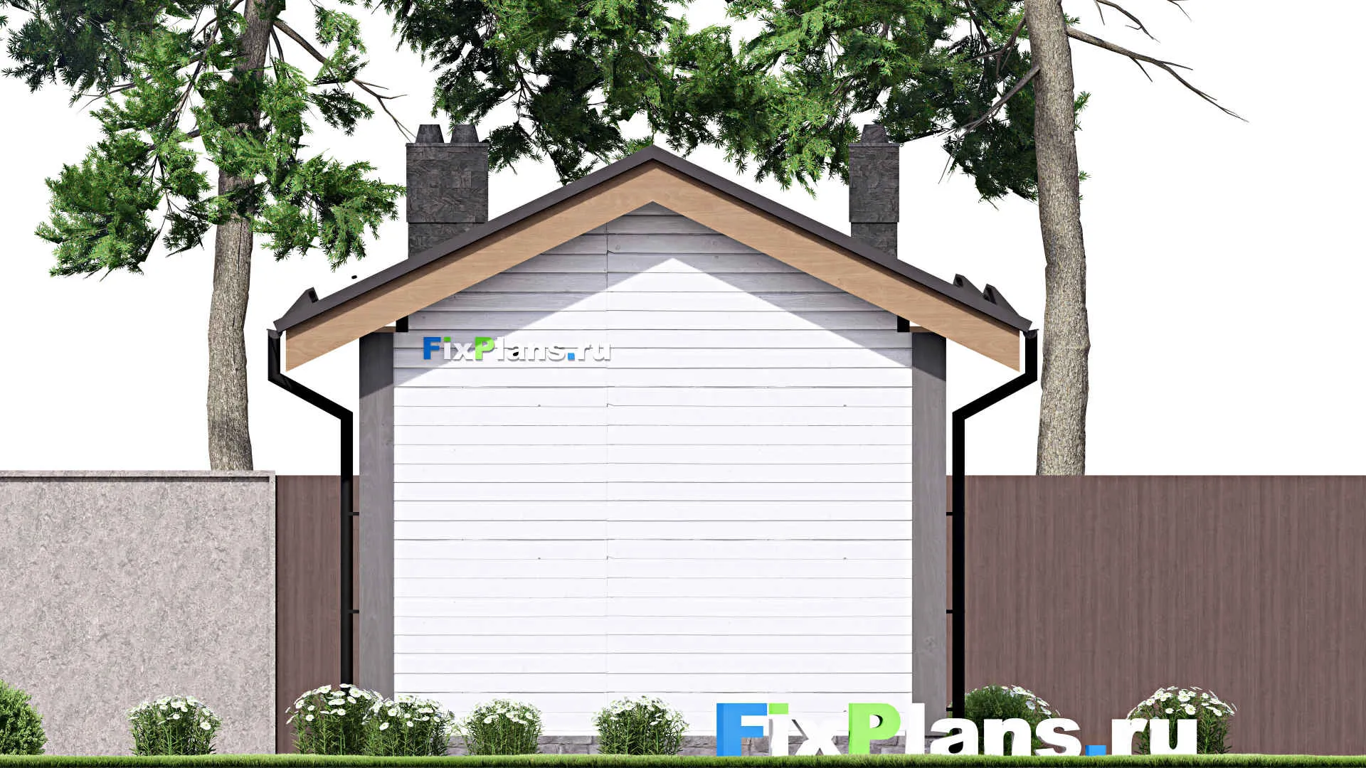 F-15632 - Проект бани 5 на 8, площадью 30 м² с терассой