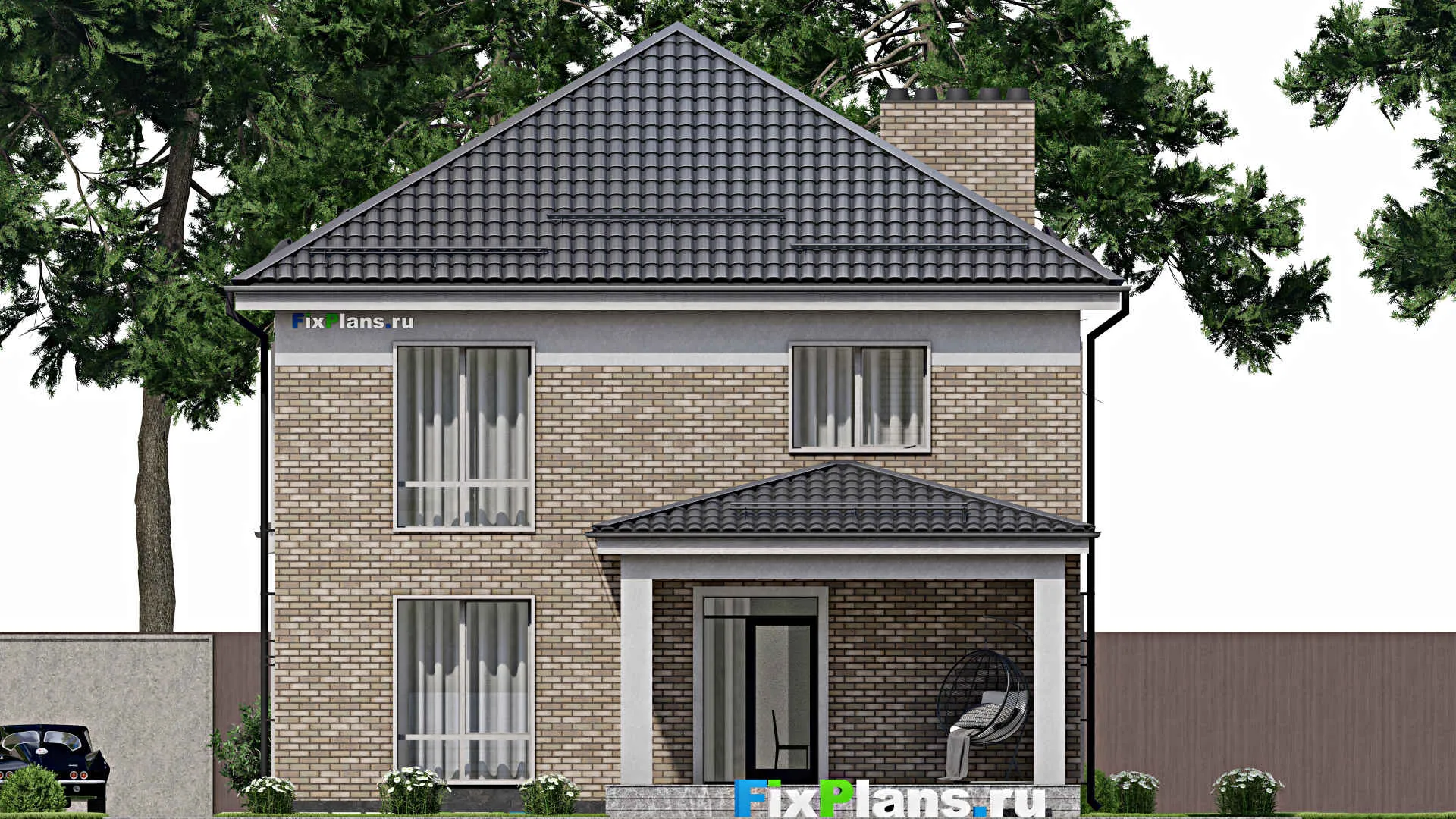 F-2618 - Проект двухэтажного дома 11 на 14, площадью 220 м² с террасой и 4 спальнями