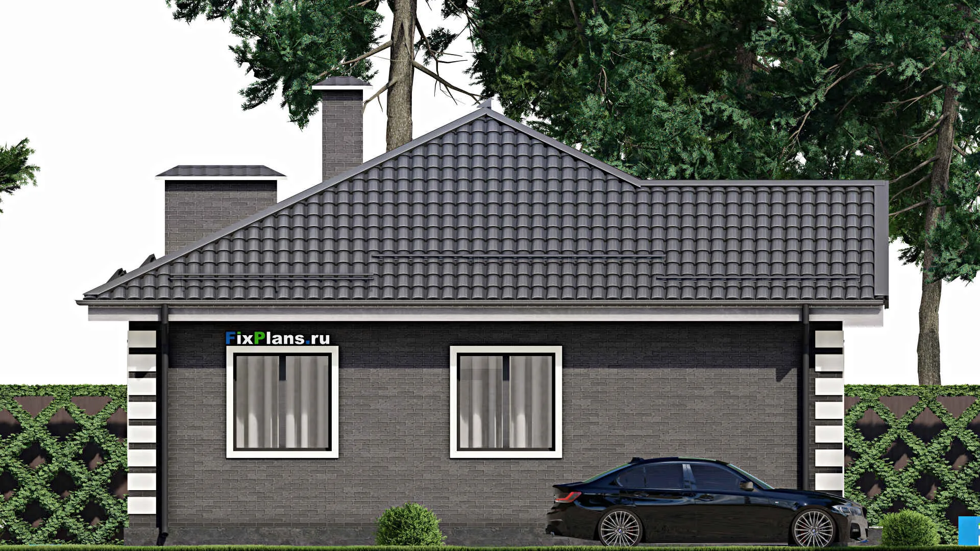 F-4895 - Проект одноэтажного дома 11 на 12, площадью 90 м² с 2 спальнями