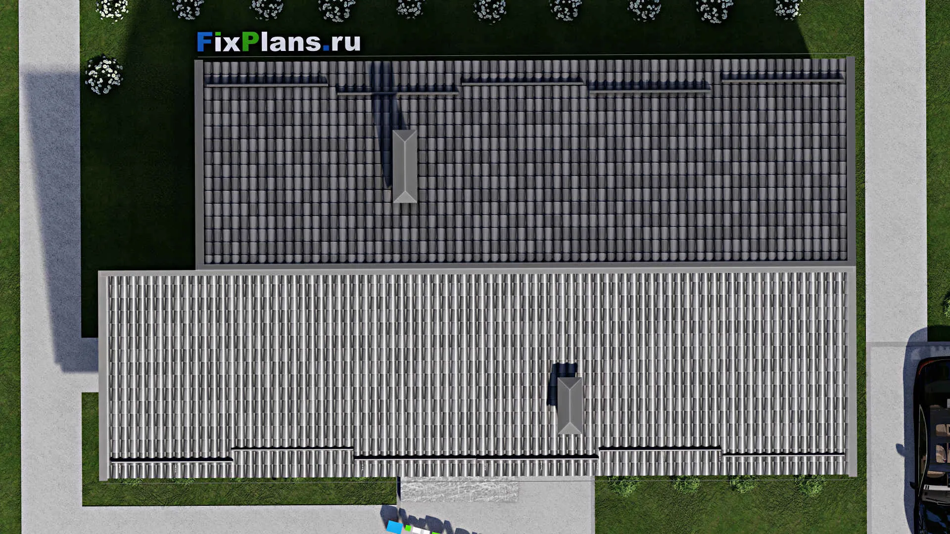 F-6722 - Проект одноэтажного дома 9 на 17, площадью 120 м² с террасой и 3 спальнями