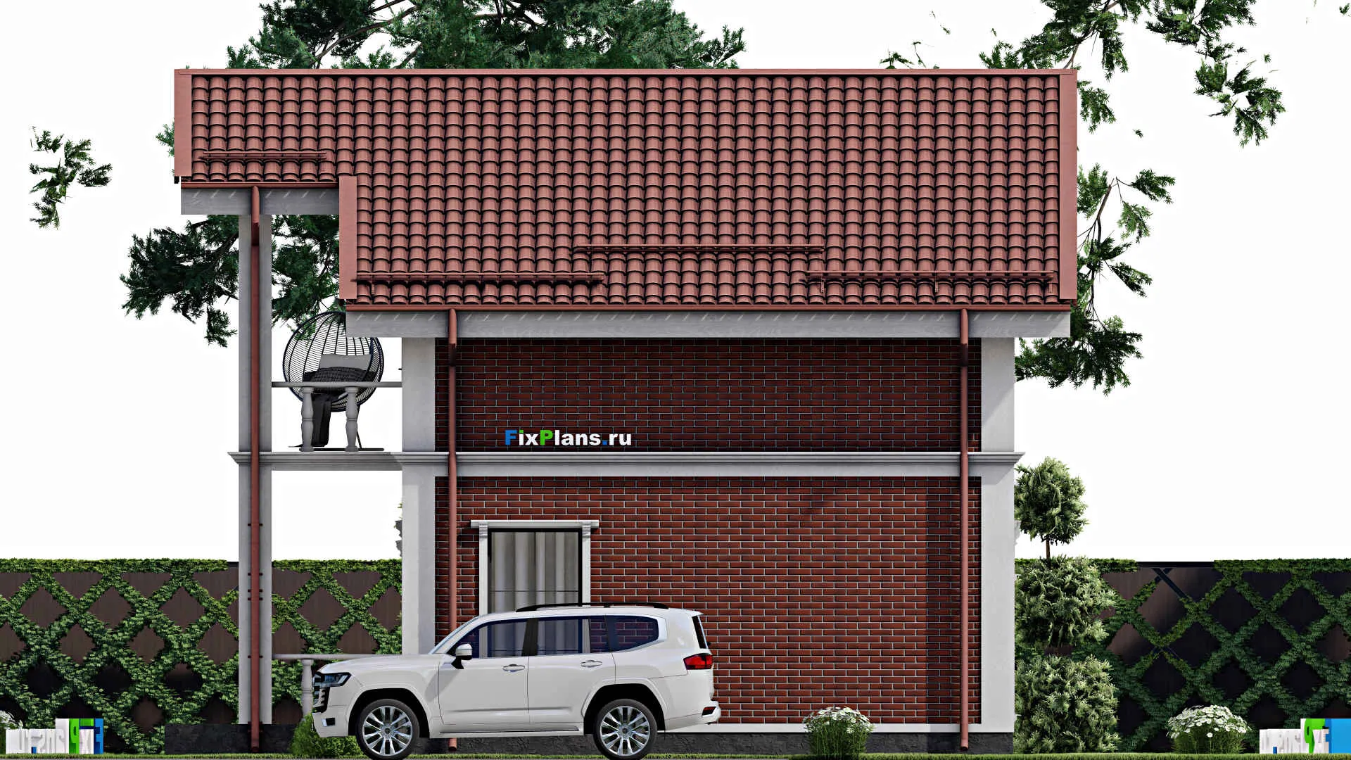 F-2843 - Проект дома с мансардой 8 на 11, площадью 120 м² с балконом и 3 спальнями