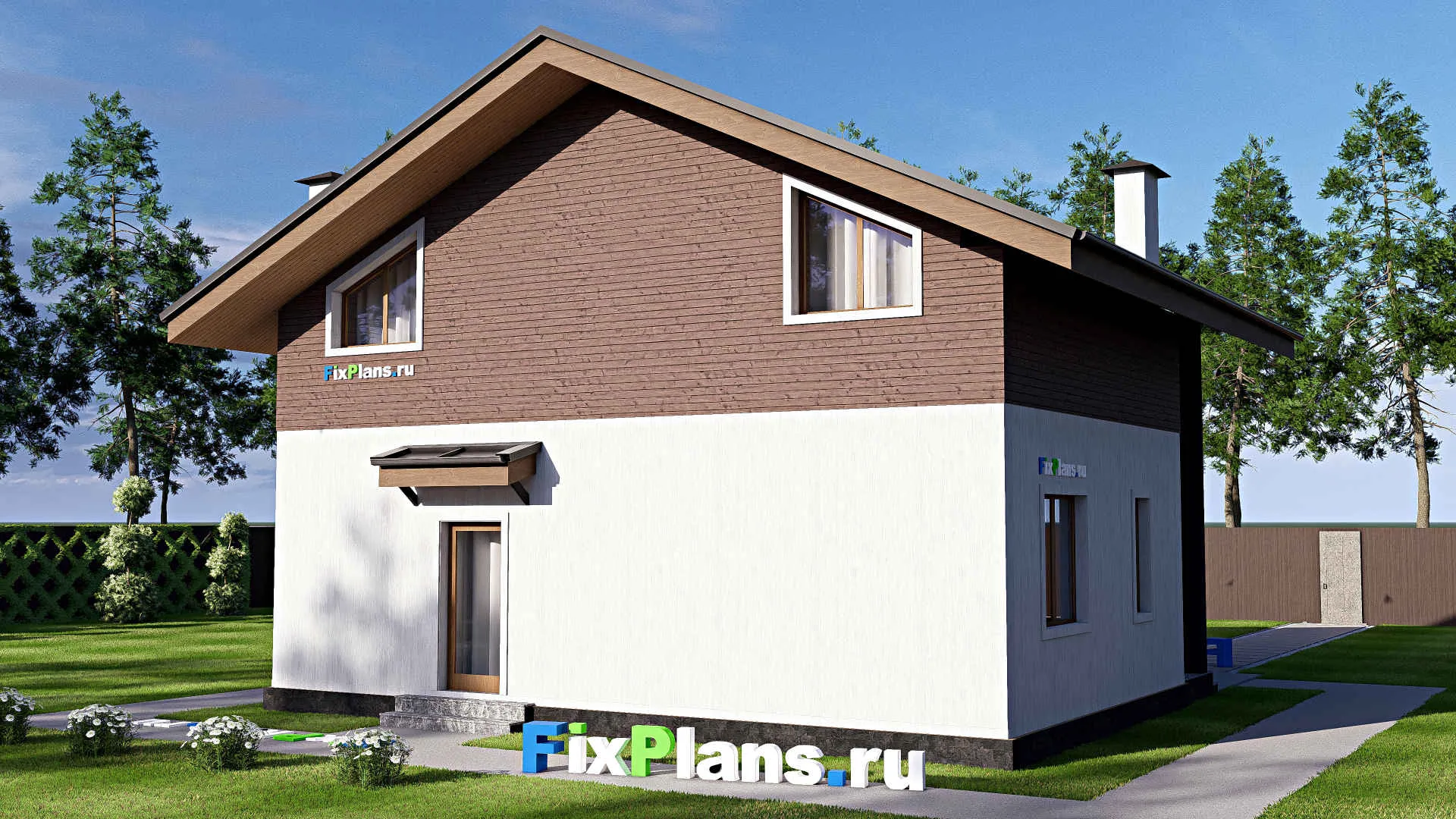 F-17378 - Проект дома с мансардой 9 на 11, площадью 120 м² с балконом и 4 спальнями