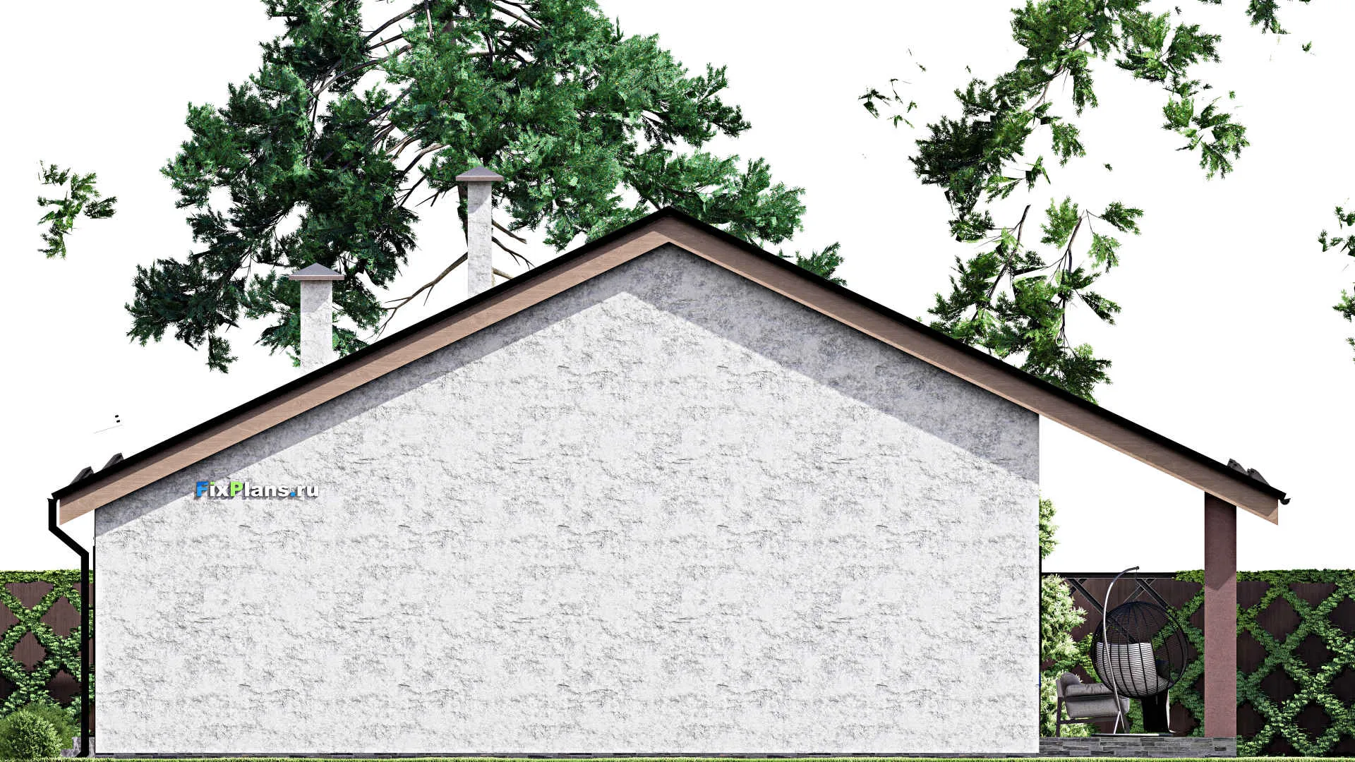 F-13175 - Проект одноэтажного дома 15 на 16, площадью 190 м² с террасой и 3 спальнями