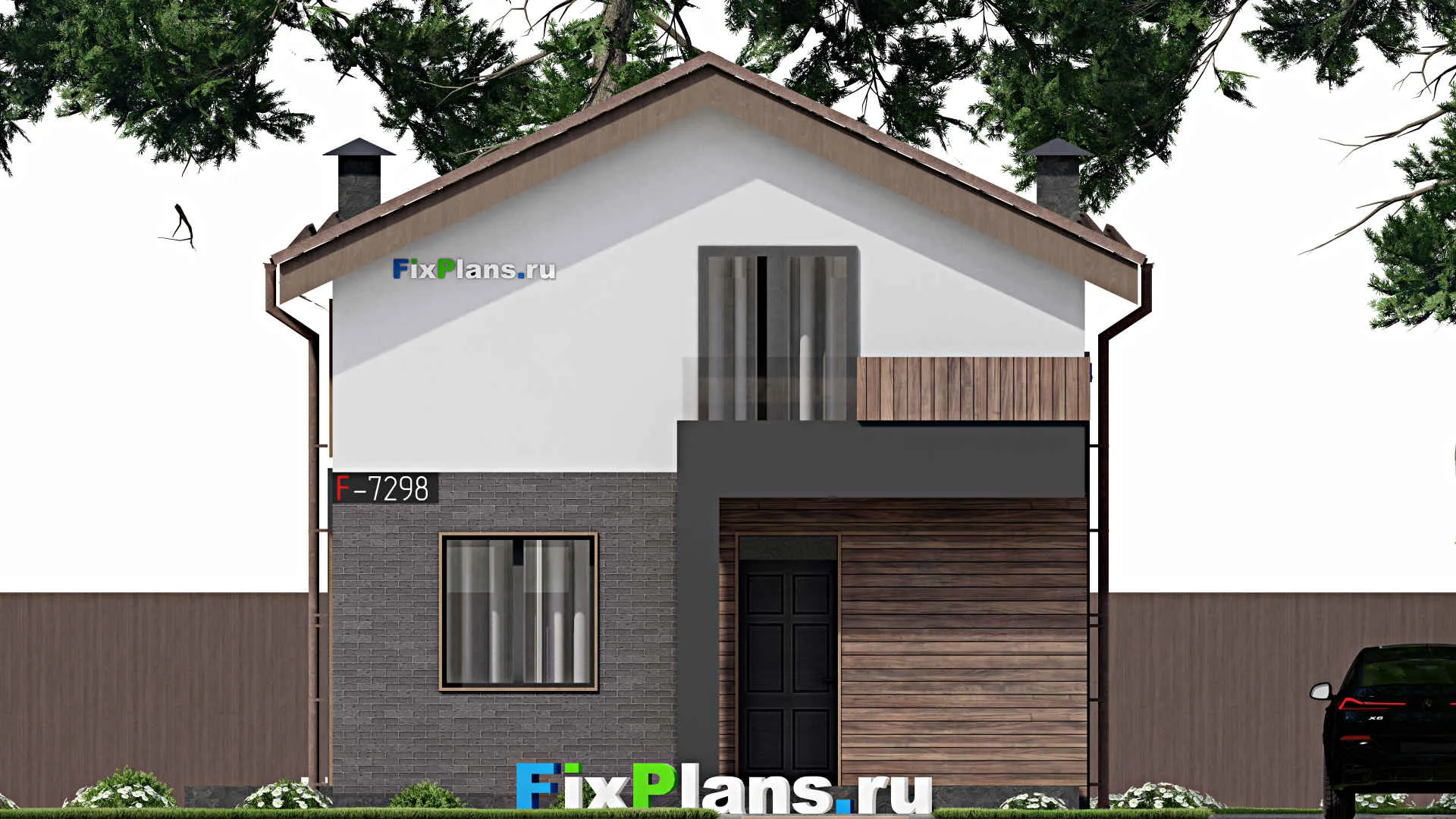 F-7298 - Проект дома с мансардой 9 на 13, площадью 130 м² с террасой, балконом и 3 спальнями