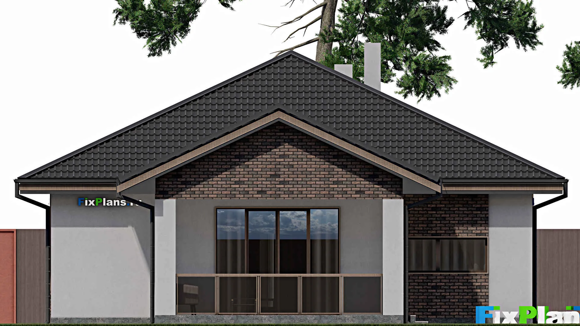 F-0548 - Проект одноэтажного дома 12 на 18, площадью 180 м² с террасой и 4 спальнями