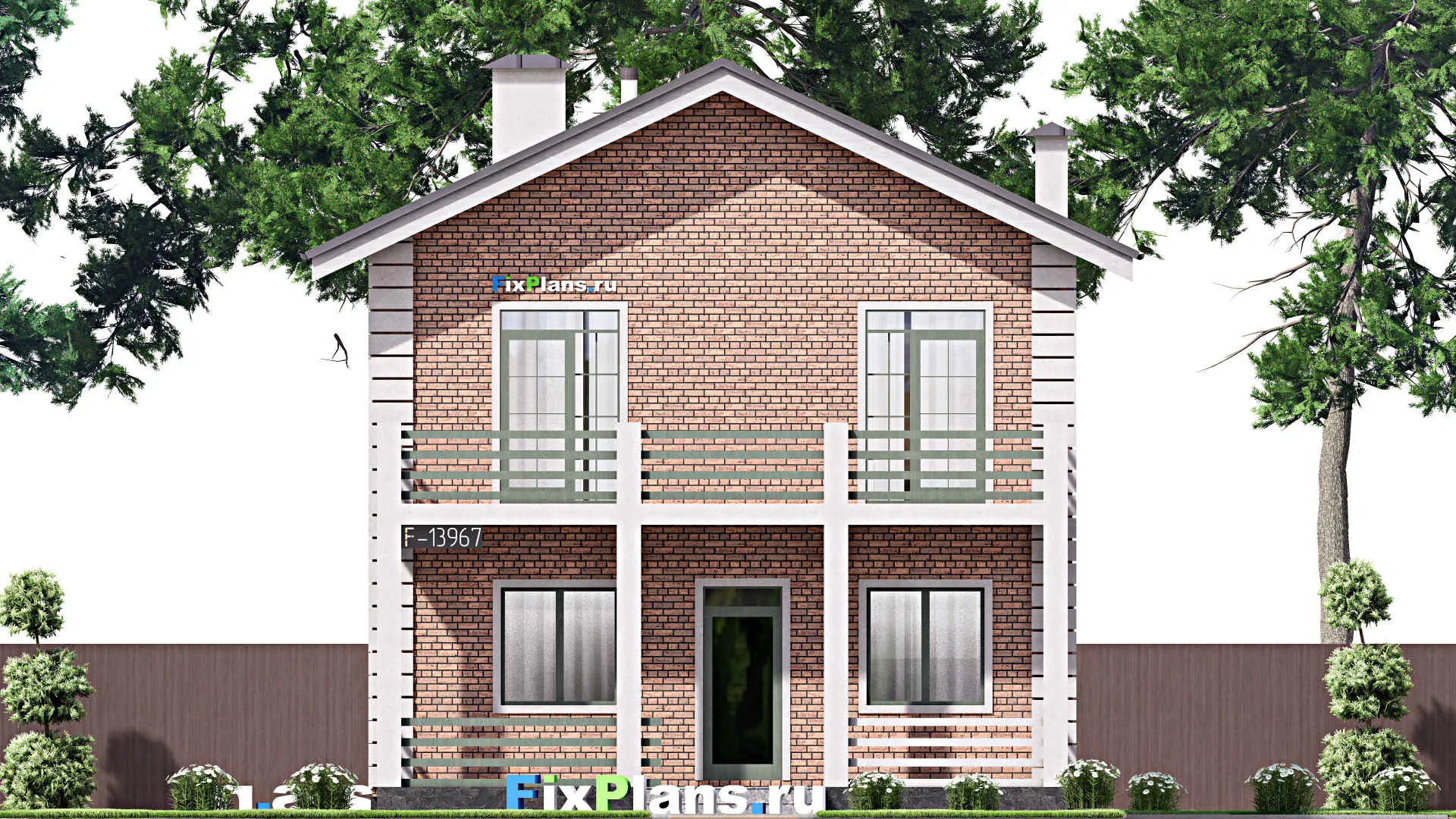 F-13967 - Проект двухэтажного дома 9 на 12, площадью 150 м² с балконом и 2 спальнями
