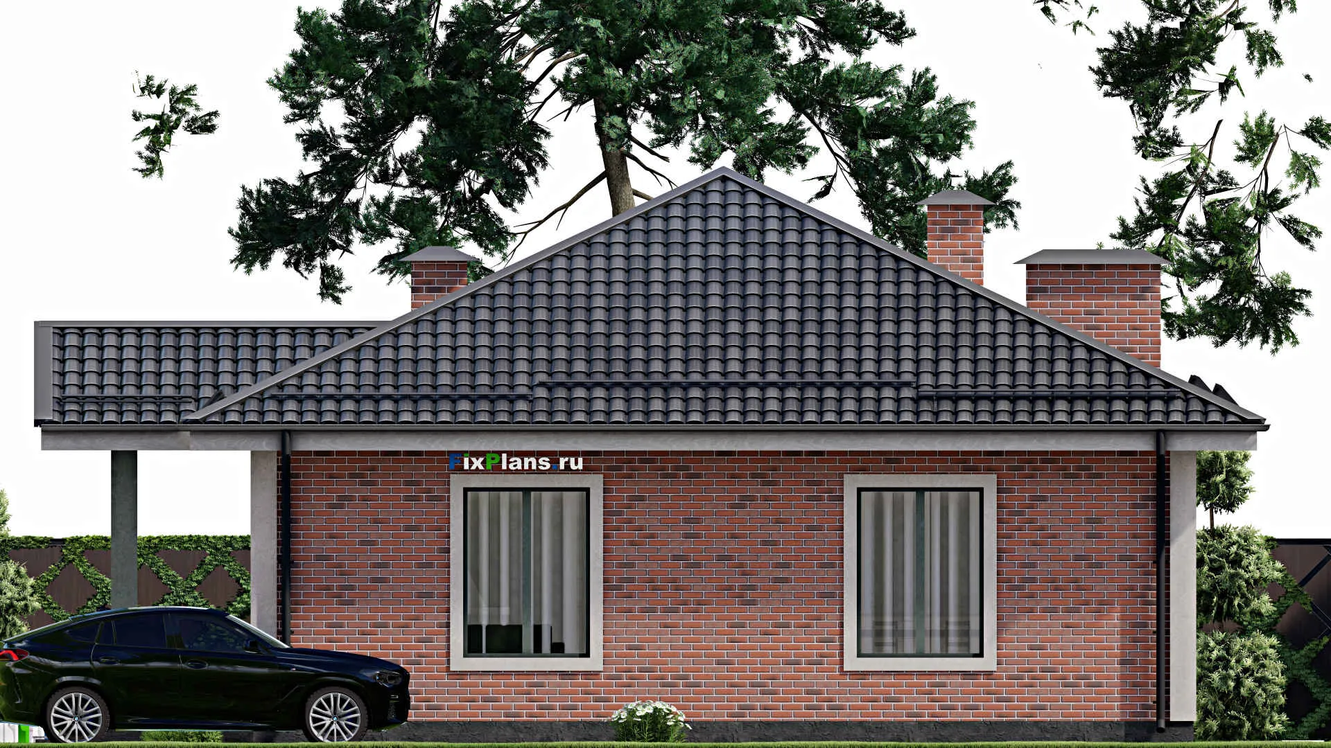 F-9206 - Проект одноэтажного дома 13 на 15, площадью 140 м² с 3 спальнями