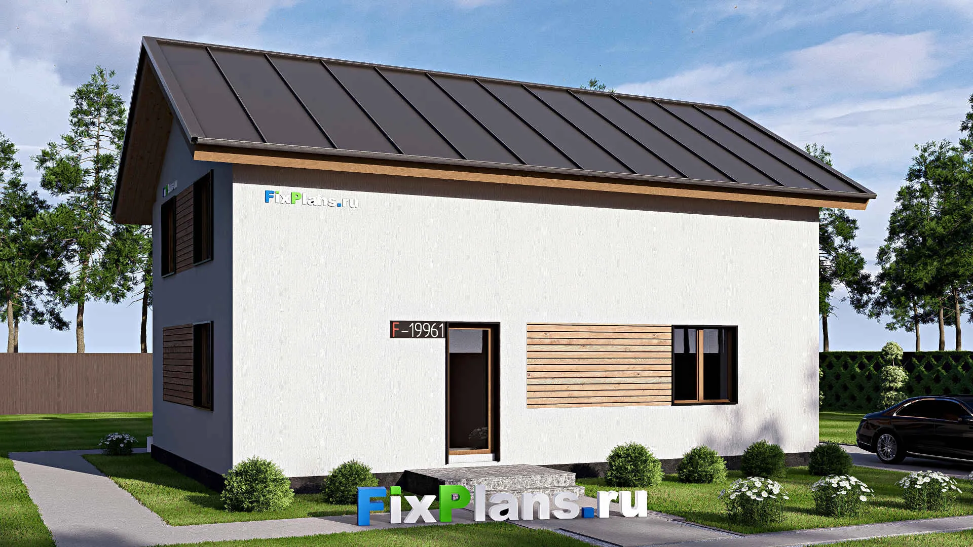 F-19961 - Проект дома с мансардой 10 на 12, площадью 140 м² с 4 спальнями