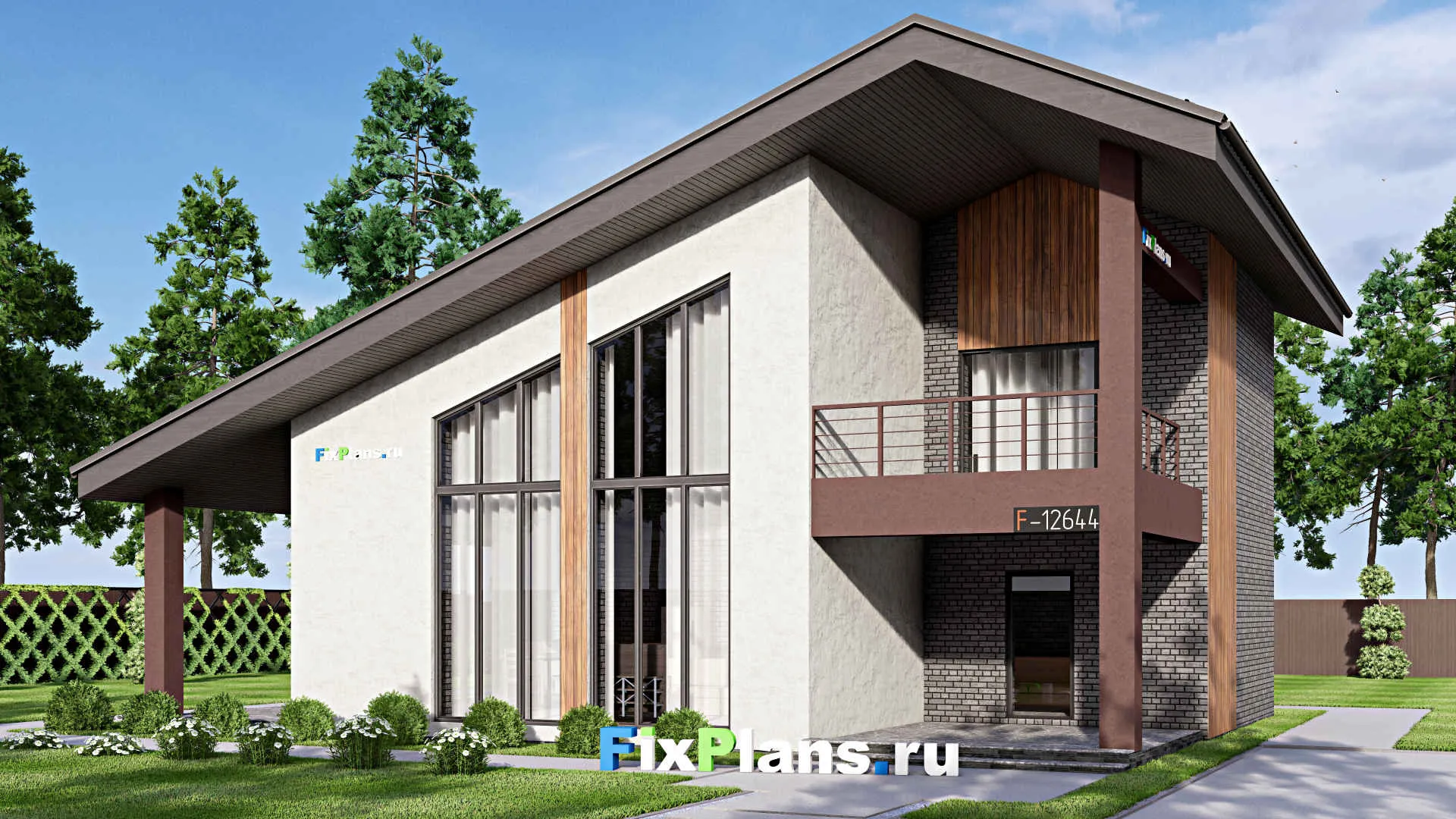F-12644 - Проект дома с мансардой 11 на 16, площадью 180 м² с террасой, балконом и 3 спальнями