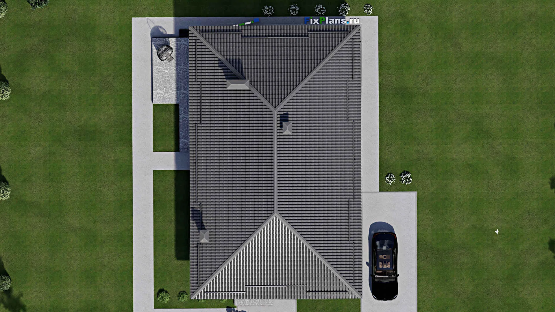 F-4760 - Проект одноэтажного дома 11 на 19, площадью 200 м² с террасой и 5 спальнями