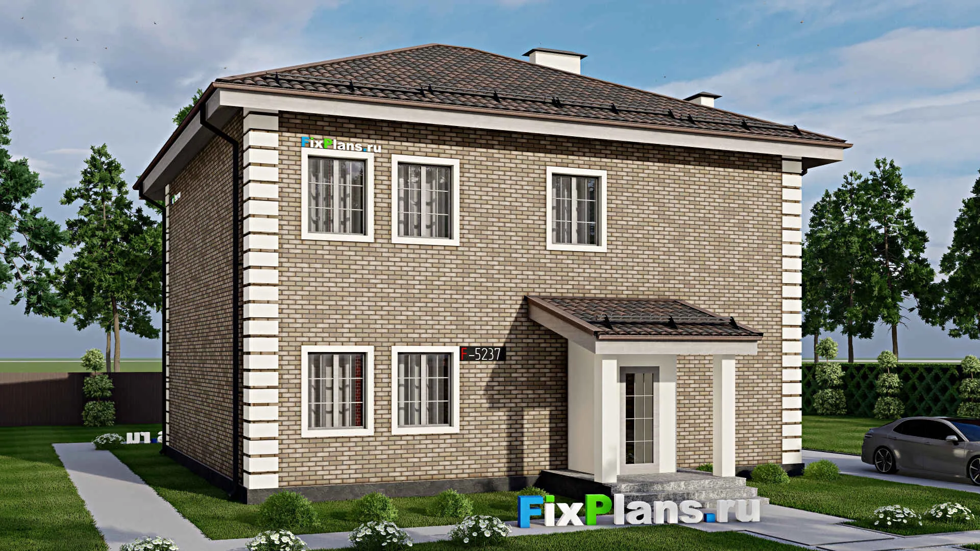 F-5237 - Проект двухэтажного дома 13 на 15, площадью 260 м² с 7 спальнями