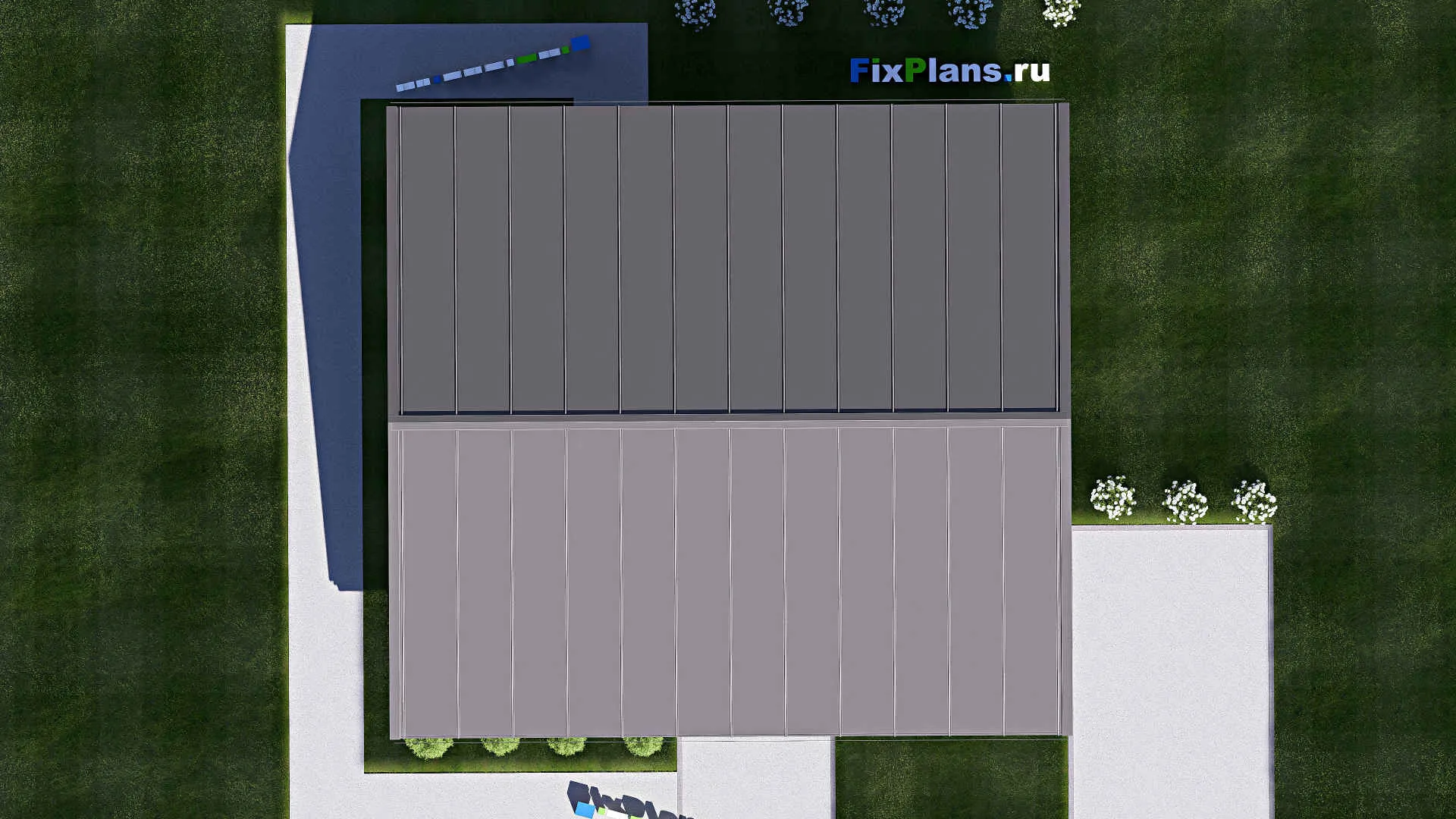 F-18629 - Проект одноэтажного дома 12 на 13, площадью 110 м² с террасой и 3 спальнями