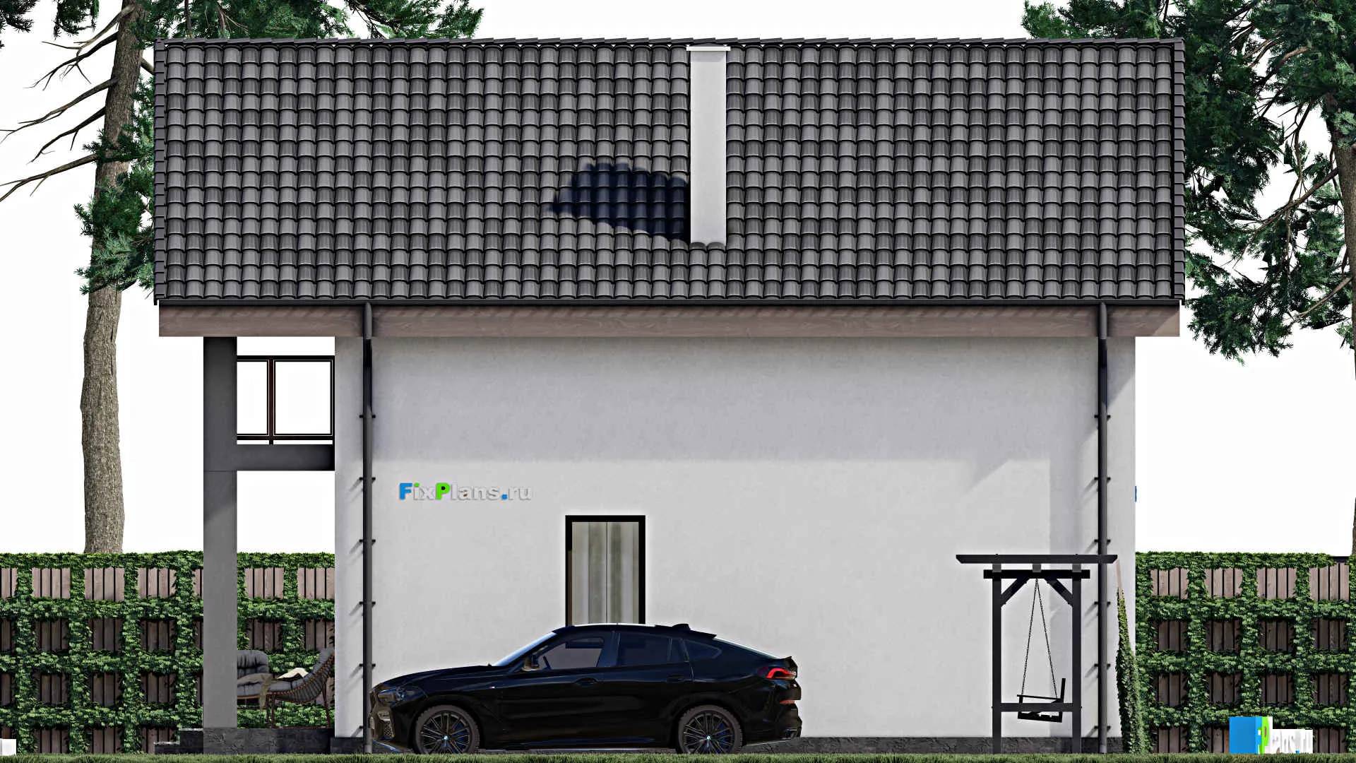 F-1340 - Проект дома с мансардой 9 на 10, площадью 140 м² с балконом и 3 спальнями