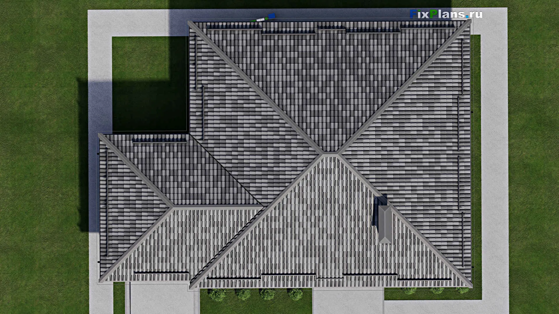 F-7793 - Проект одноэтажного дома 14 на 20, площадью 190 м² с террасой, гаражом на 1 машину и 3 спальнями