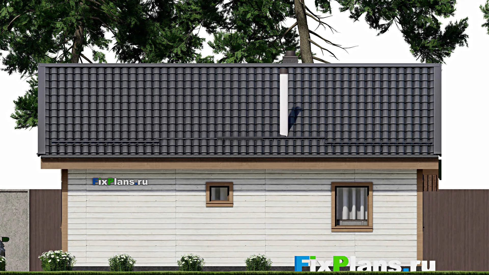 F-12320 - План одноэтажного дома 8 на 11, площадью 60 м² с 2 спальнями