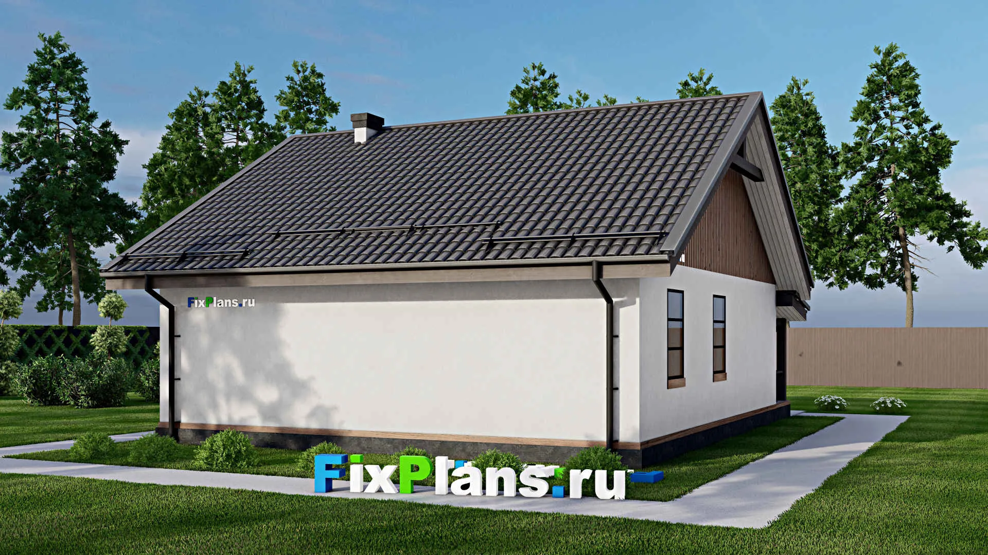 F-2987 - Проект одноэтажного дома 10 на 11, площадью 90 м² с террасой и 2 спальнями