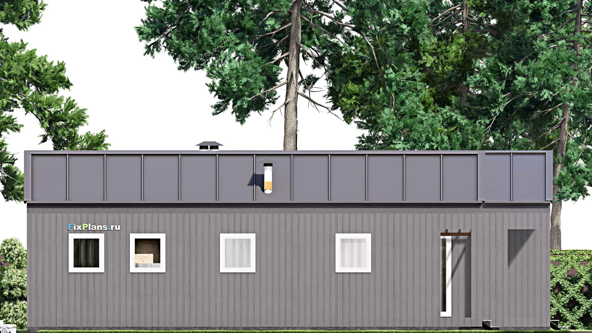 F-12752 - Проект одноэтажного дома 16 на 16, площадью 190 м² с террасой, баней и 3 спальнями