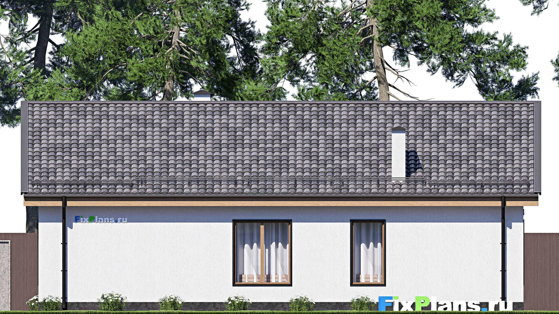 F-17720 - Проект одноэтажного дома 14 на 15, площадью 150 м² с террасой и 3 спальнями