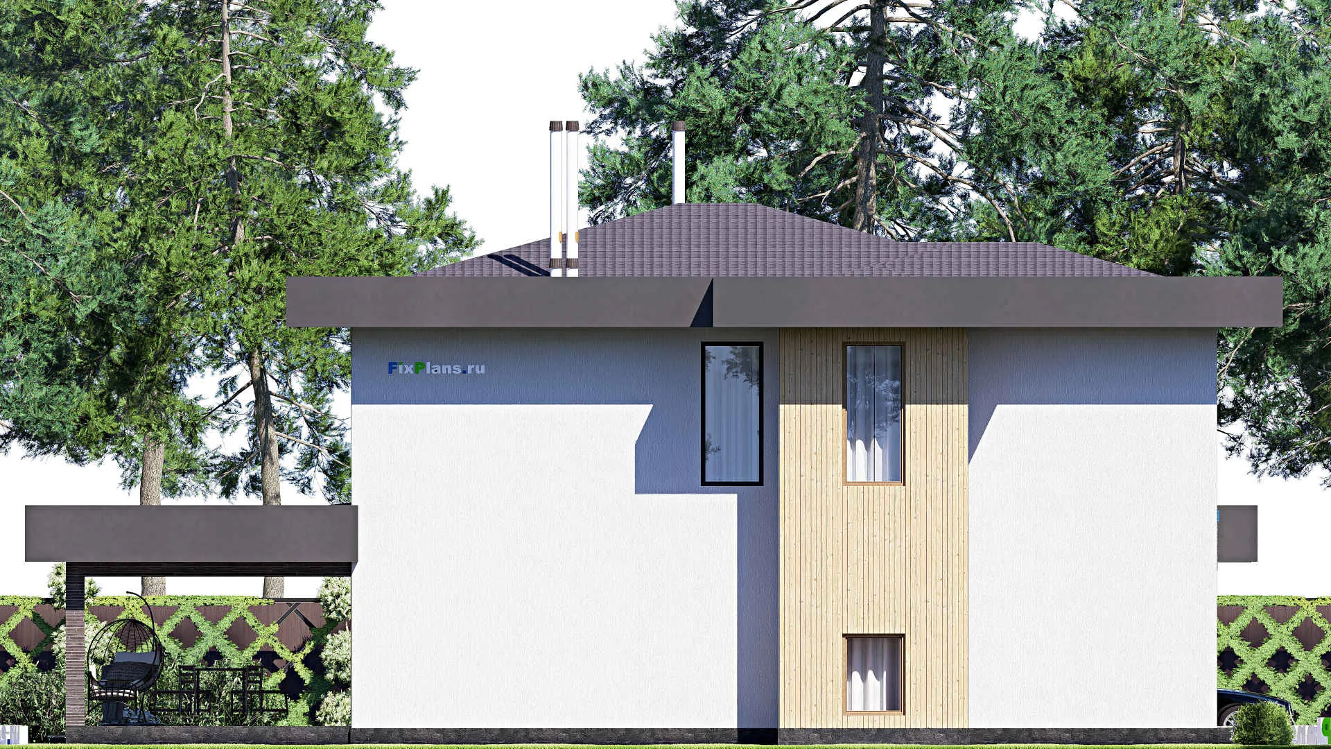 F-19430 - Проект двухэтажного дома 12 на 19, площадью 240 м² с террасой и 3 спальнями