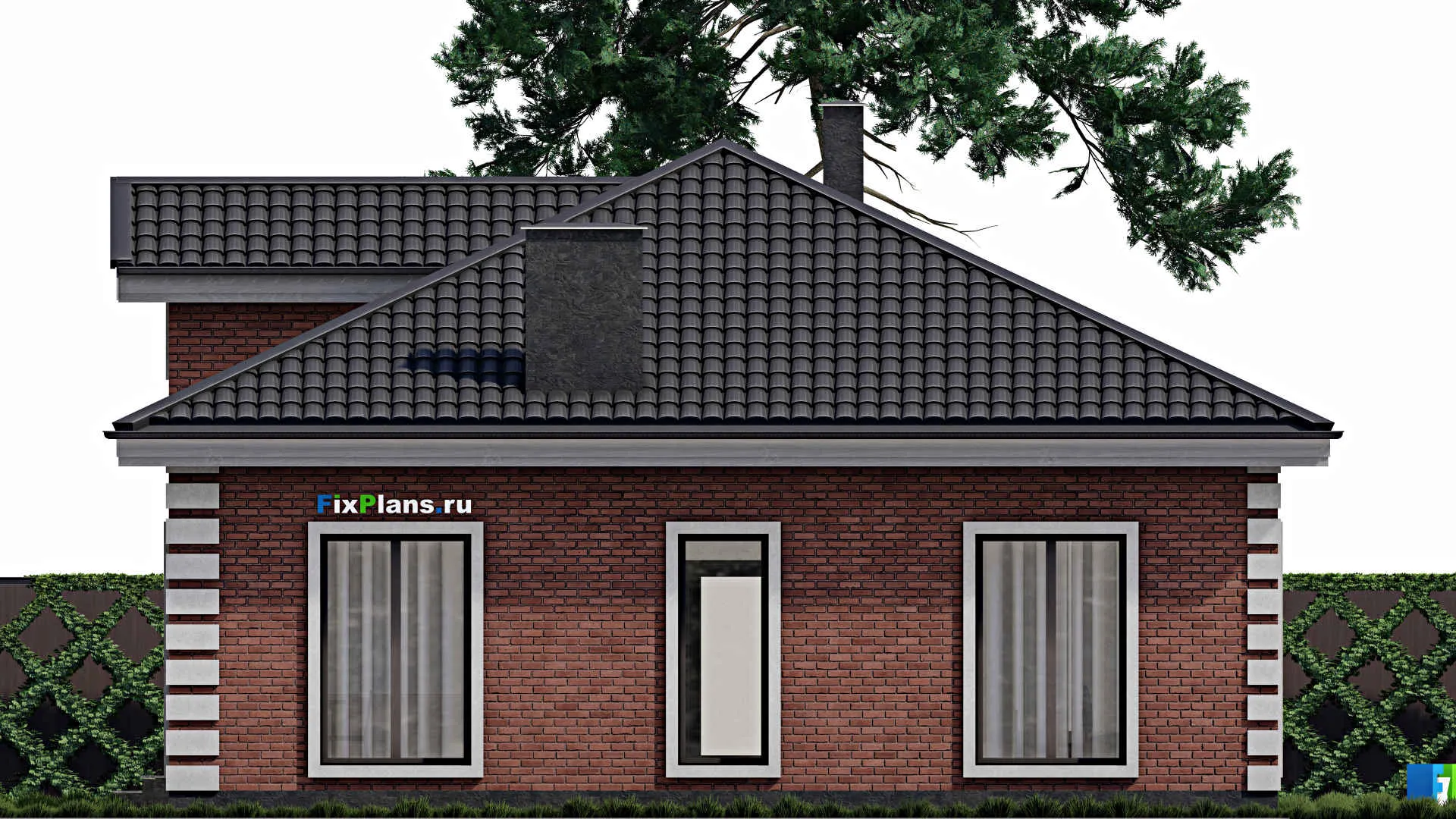 F-1520 - Проект одноэтажного дома 11 на 15, площадью 130 м² с 3 спальнями