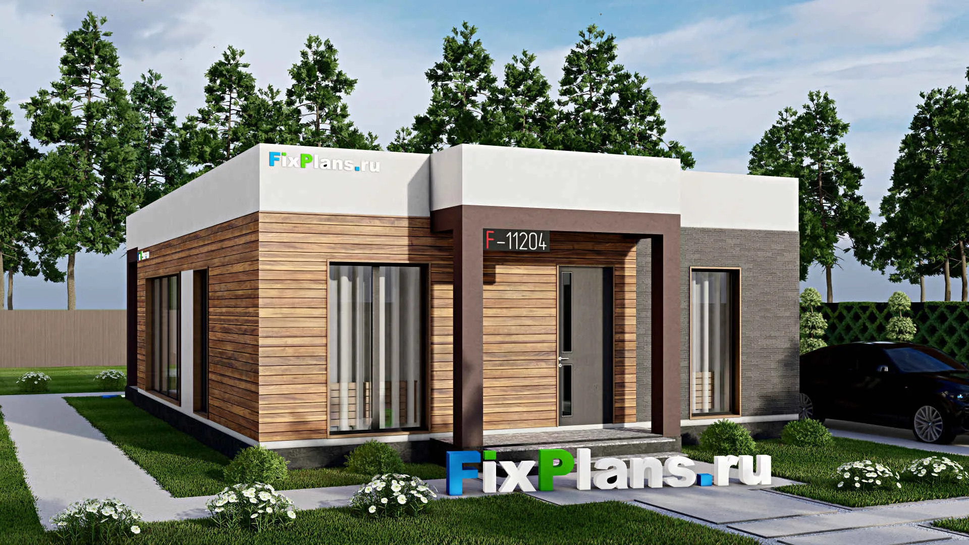 F-11204 - Проект одноэтажного дома 9 на 15, площадью 90 м² с террасой и 2 спальнями