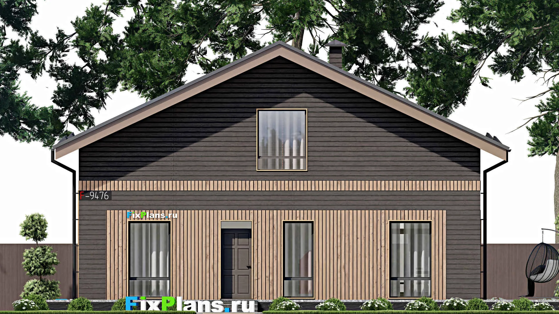 F-9476 - Проект дома с мансардой 16 на 17, площадью 280 м² с террасой и 4 спальнями