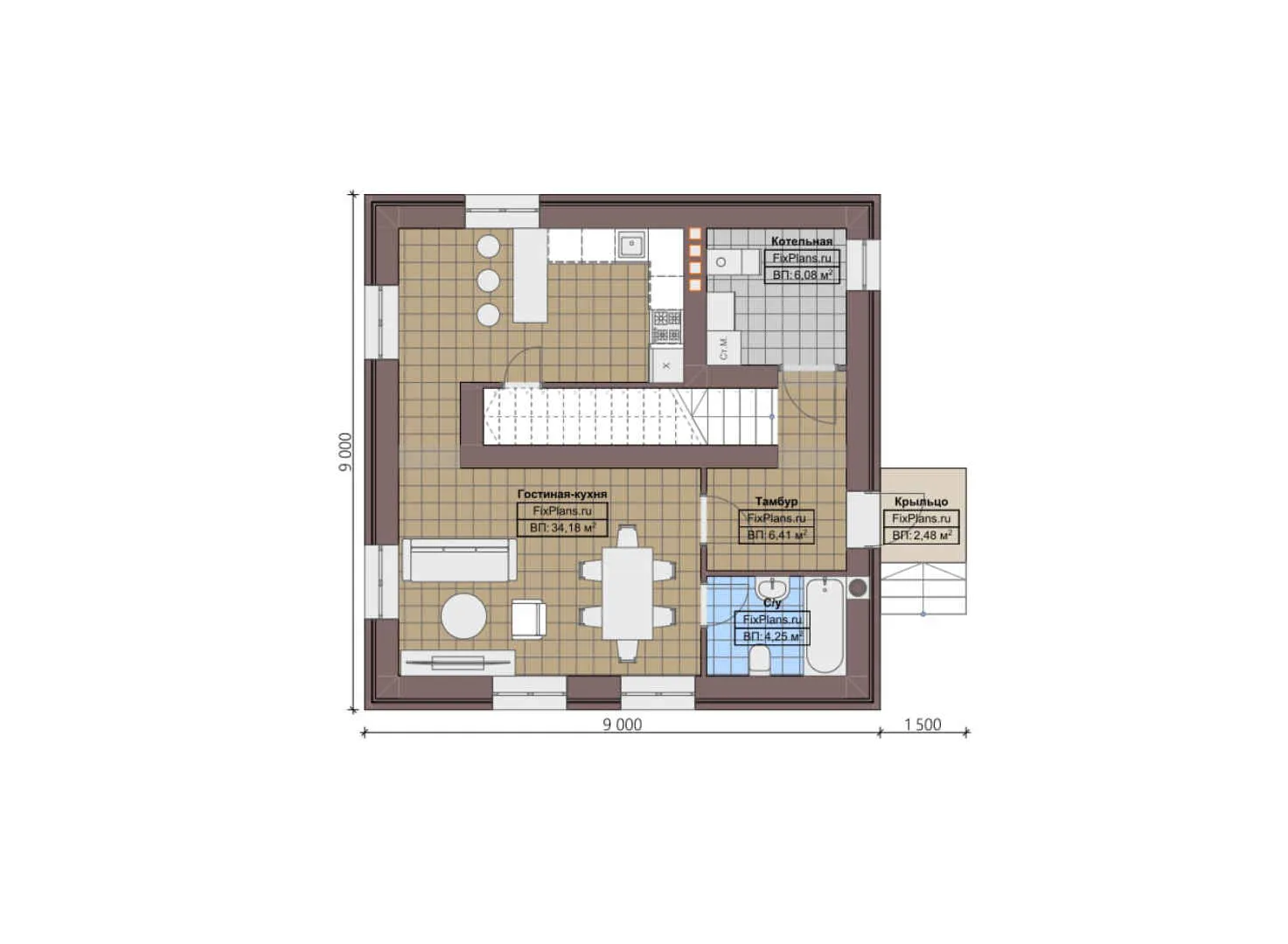 F-2501 - Планы дома с мансардой 9 на 11, площадью 110 м² с 3 спальнями