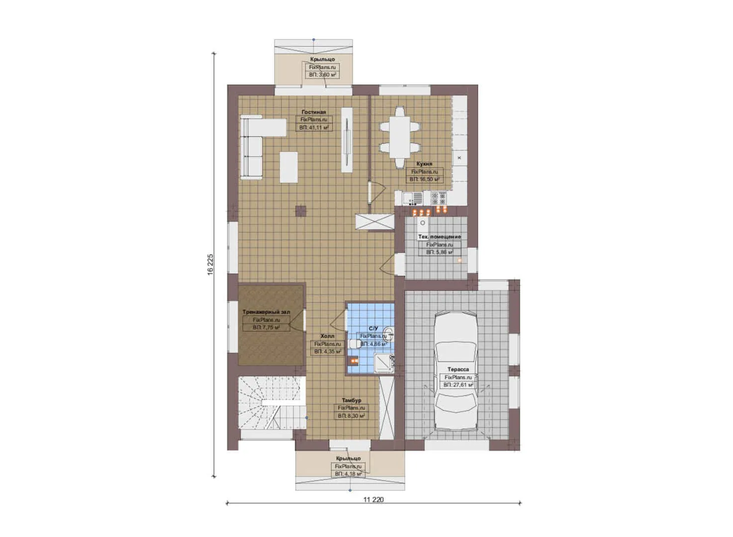 F-18701 - Планы двухэтажного дома 12 на 17, площадью 240 м² с террасой, балконом и 3 спальнями