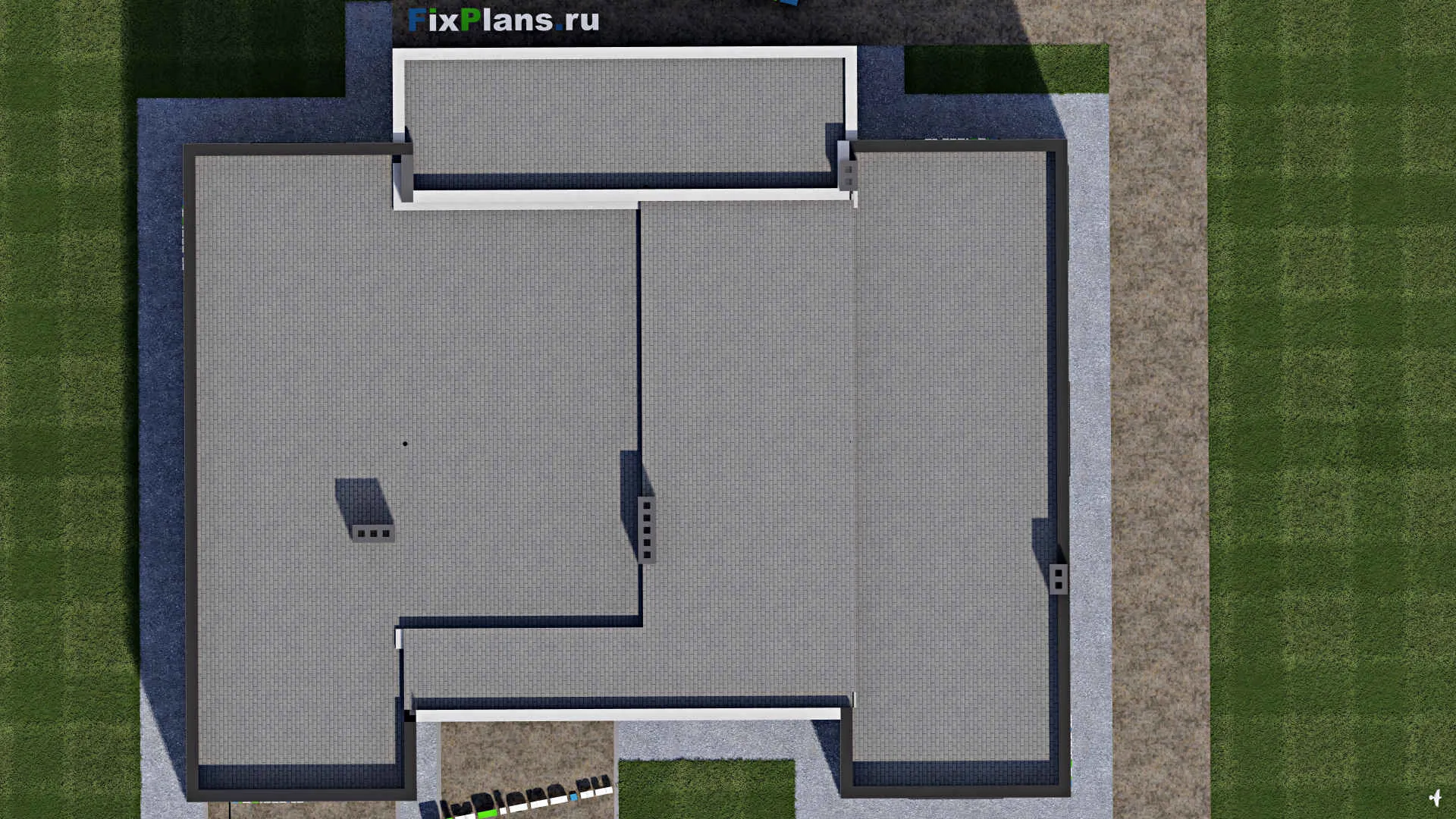 F-1079 - Проект одноэтажного дома 14 на 19, площадью 220 м² с террасой, гаражом на 1 машину и 3 спальнями