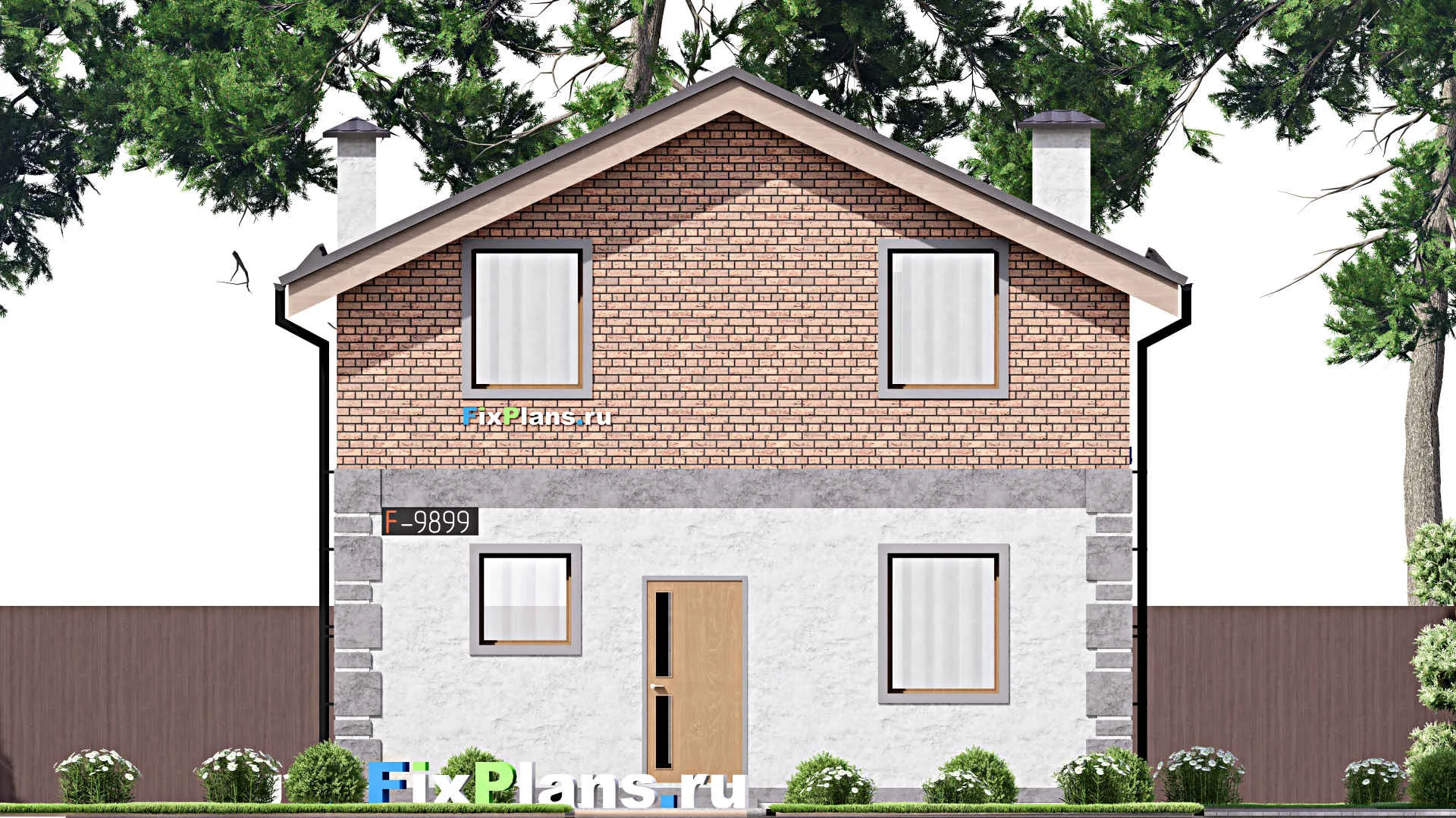 F-9899 - Проект дома с мансардой 9 на 9, площадью 90 м² с 4 спальнями