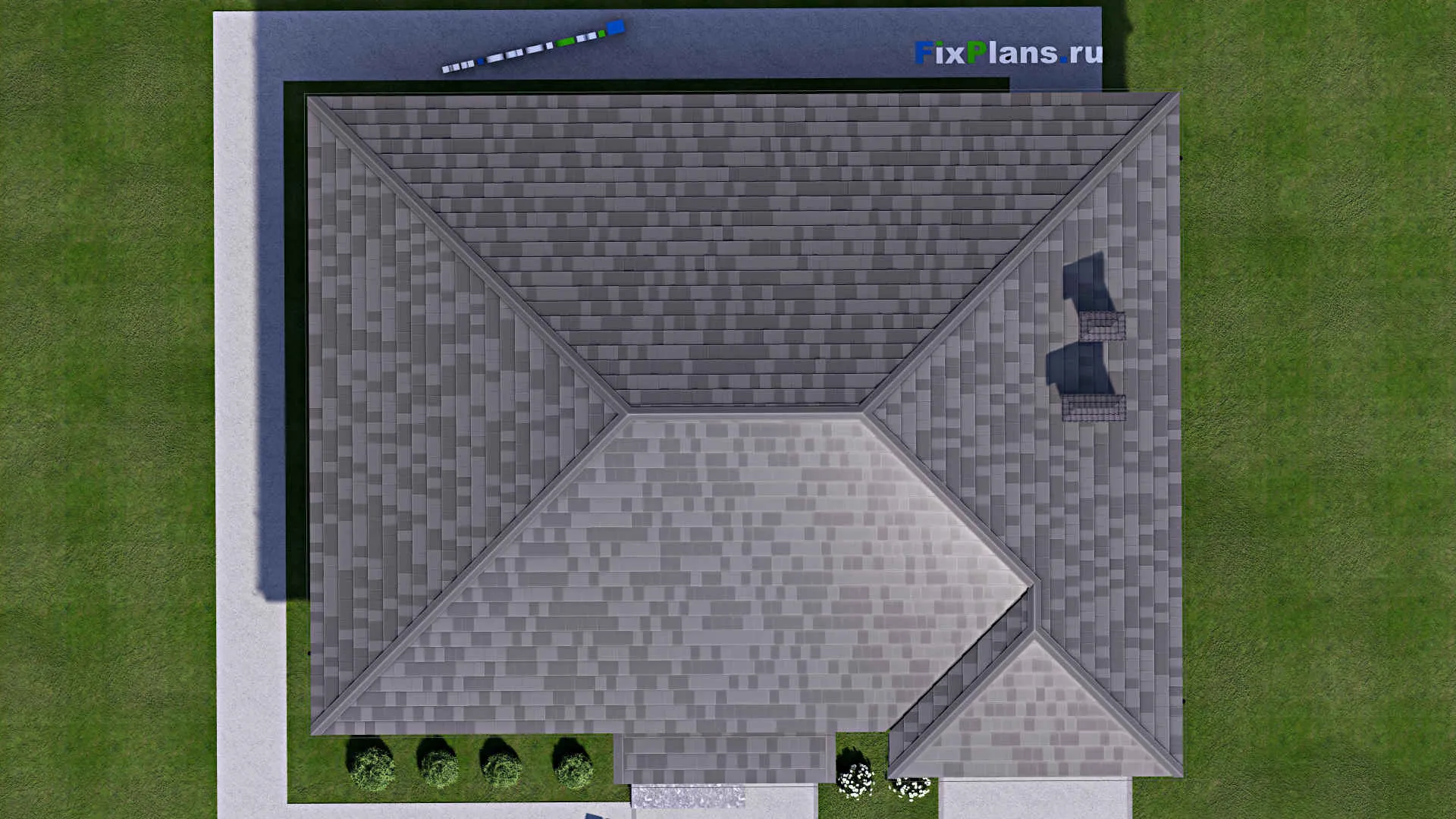 F-12761 - Проект одноэтажного дома 14 на 18, площадью 180 м² с террасой, гаражом на 1 машину и 3 спальнями