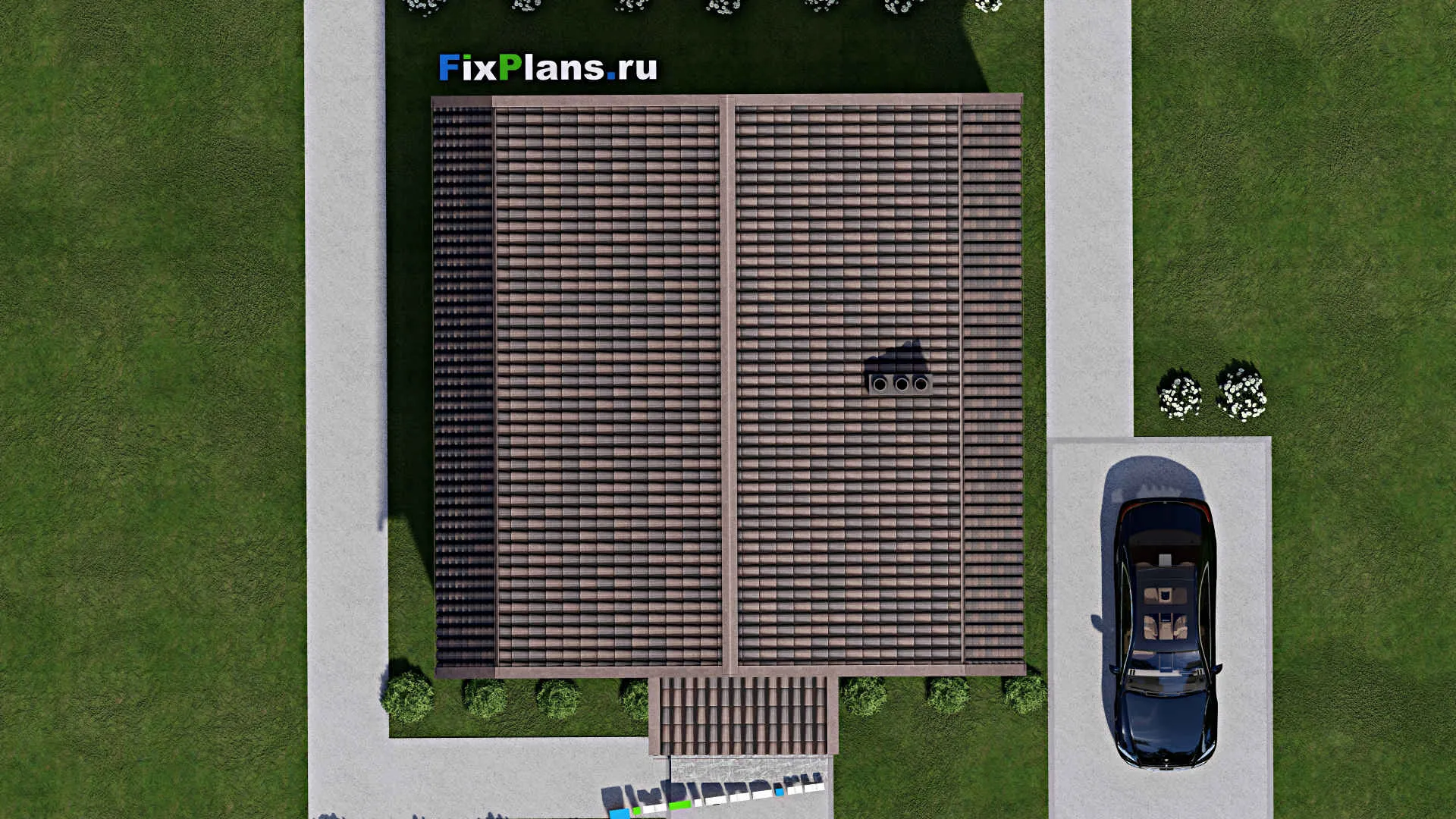 F-4157 - Планы дома с мансардой 11 на 11, площадью 190 м² с террасой и 4 спальнями