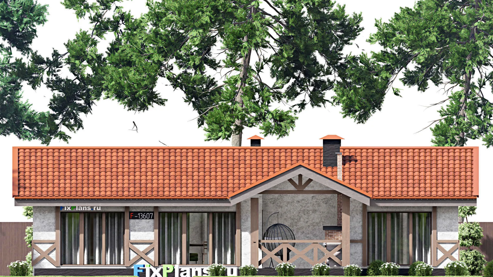 F-13607 - Проект бани 11 на 17, площадью 140 м² с терассой, санузлом и спальней